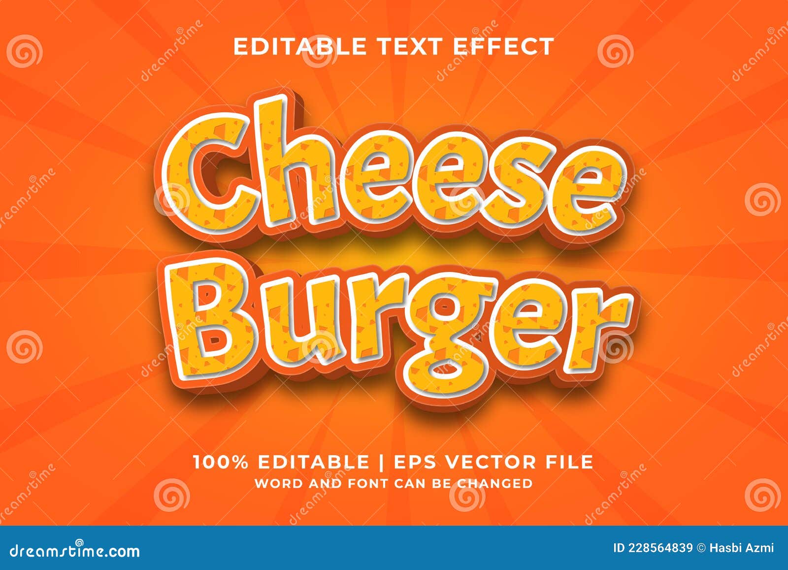 Editable Text Effect Cheese Burger 3d Template Style Premium Vector