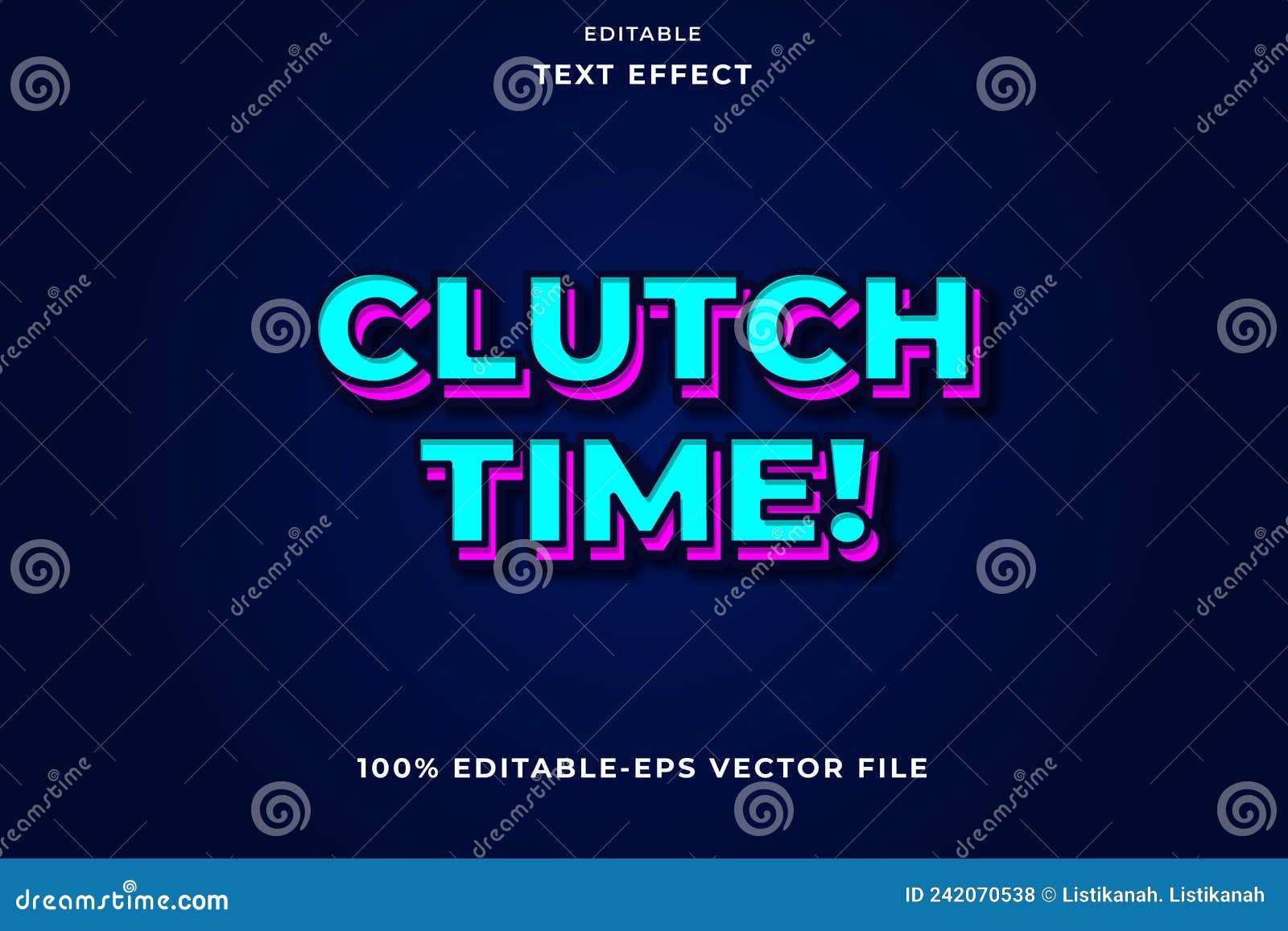 Editable Text Effect Clutch Time Stock Vector Illustration of effect