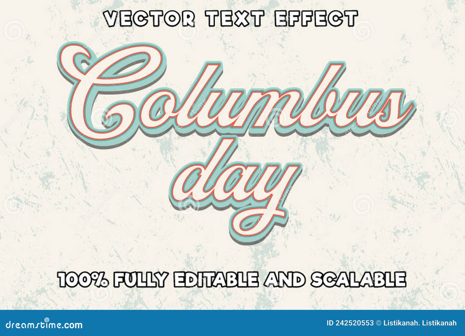 editable text effect columbus day with vintage style