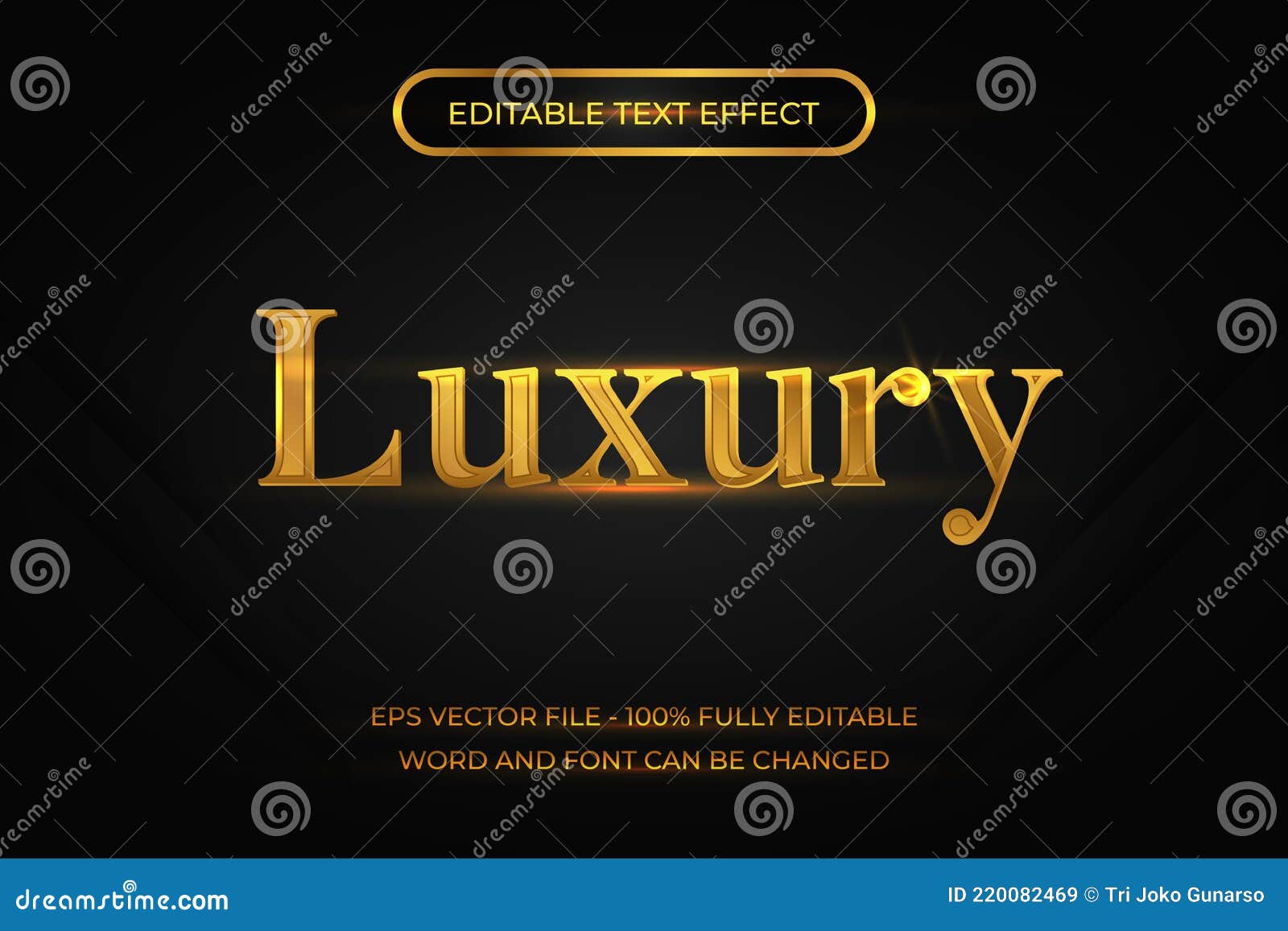 Editable Text Effect Gold Style, Luxury Text, Free Font Used Stock
