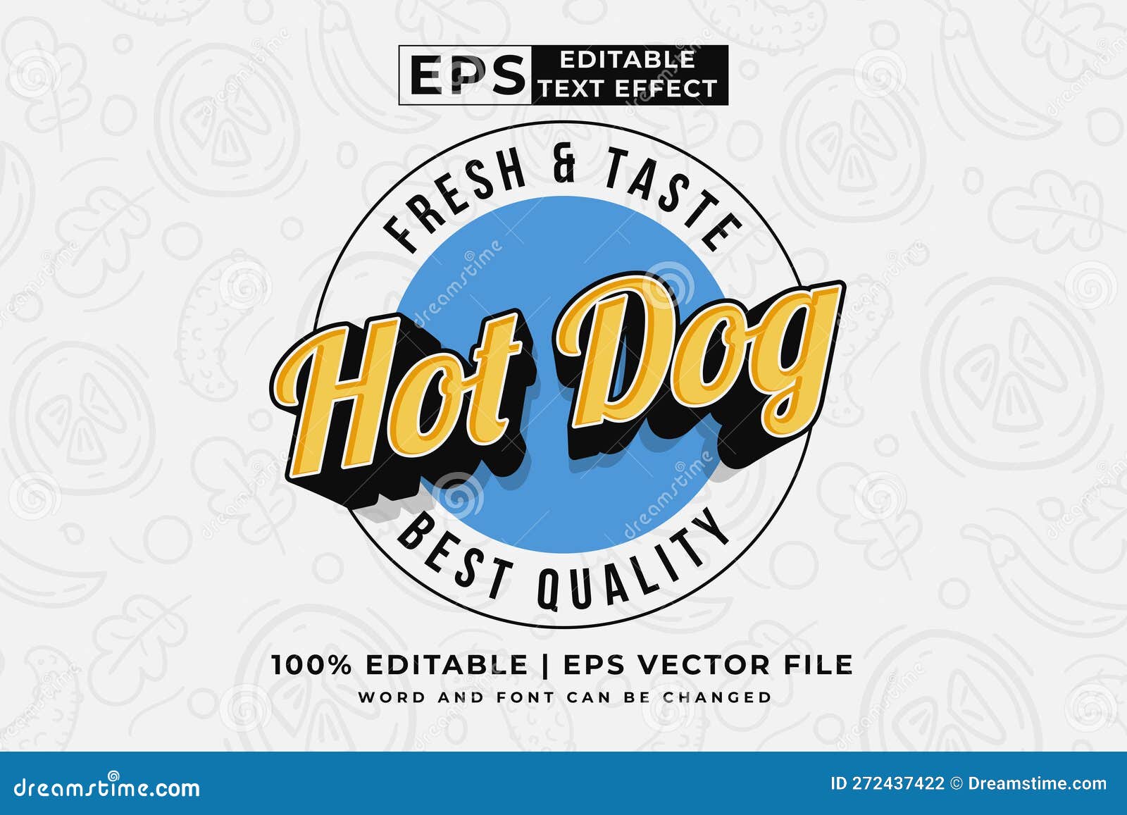 editable text effect hot dog logo 3d vintage style premium 
