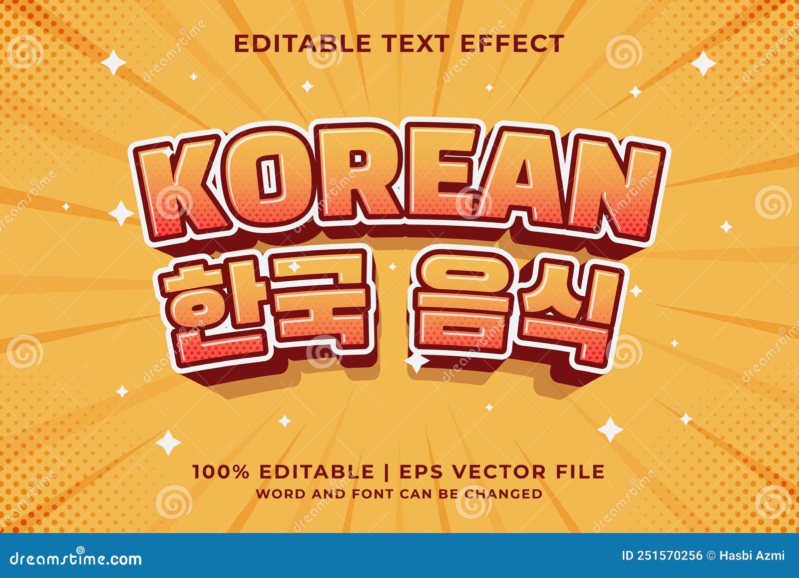 editable text effect korean food 3d cartoon template style premium 