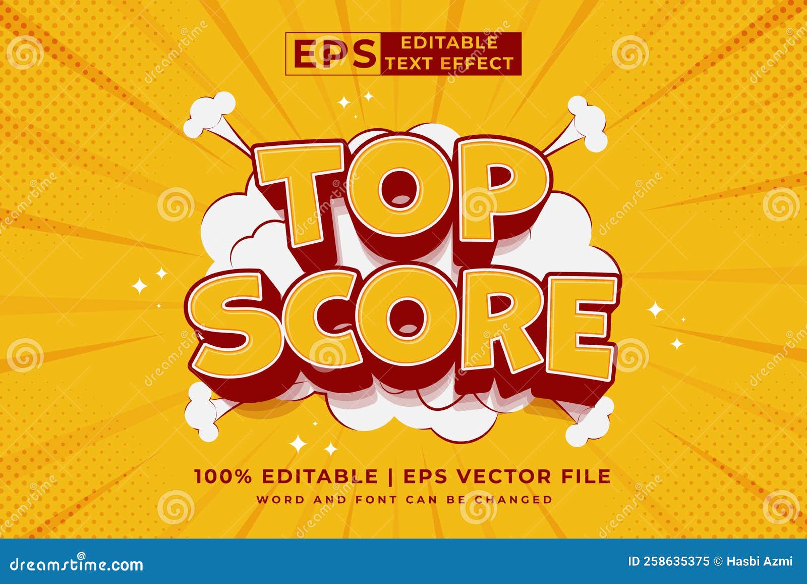 Editable Text Effect Top Score 3d Cartoon Comic Style Premium Vector