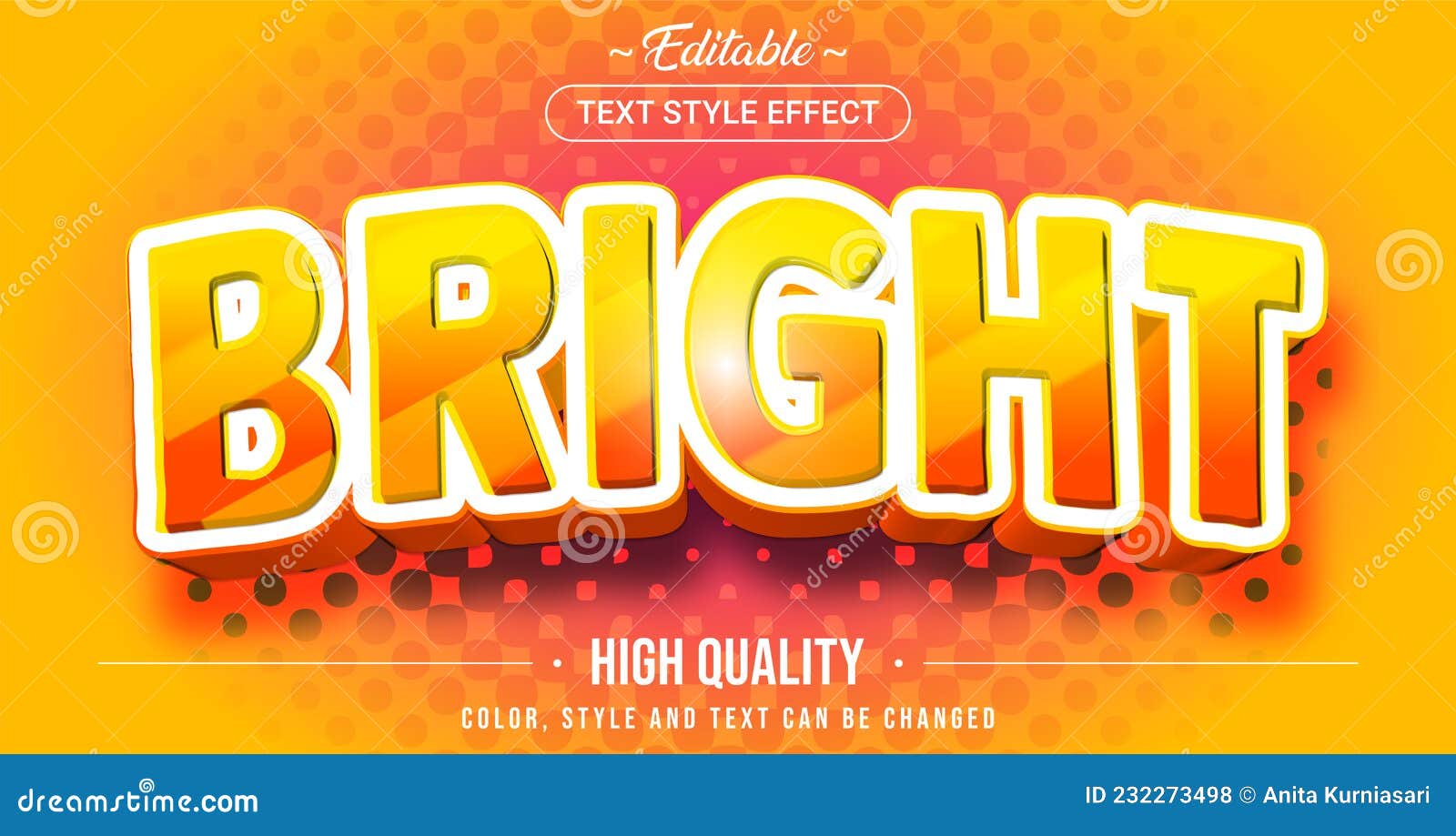 editable text style effect - bright theme style