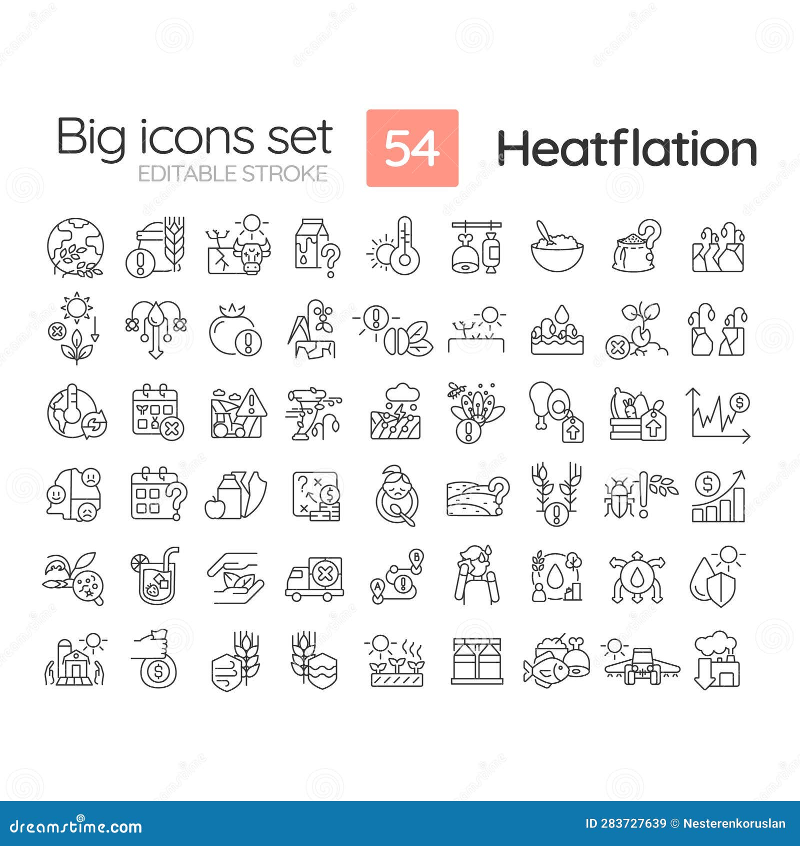 editable thin line icons for heatflation