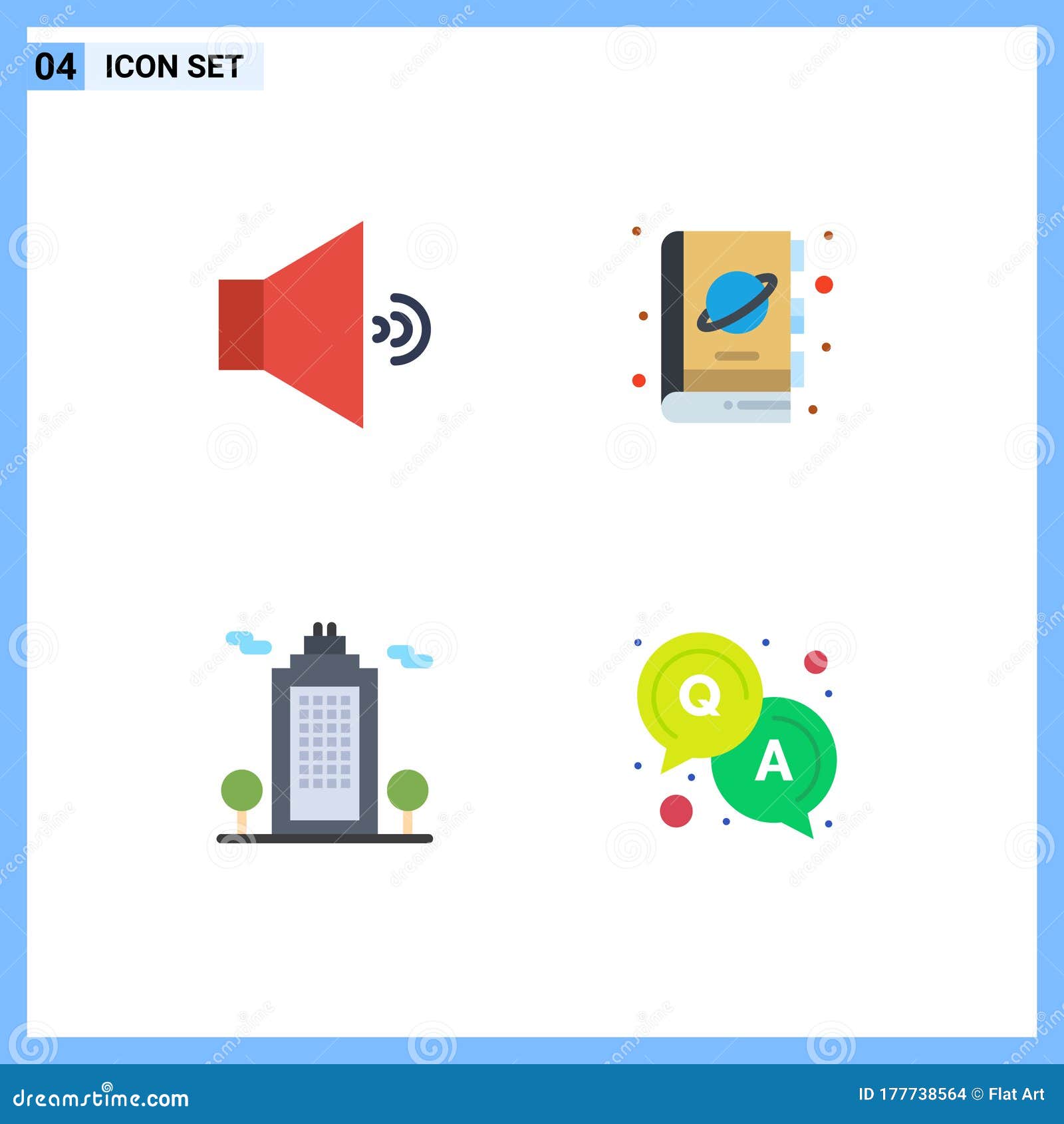 editable  line pack of 4 simple flat icons of sound, cology, book, science, environment