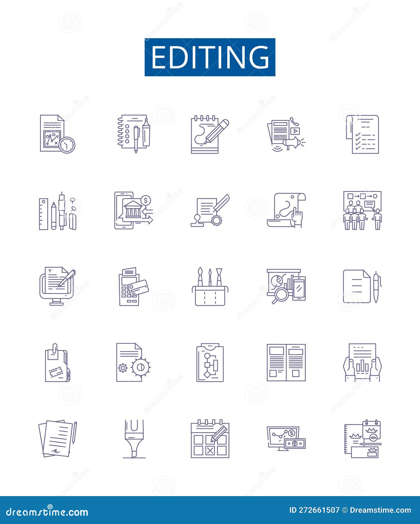 editing line icons signs set.  collection of edit, revise, modify, adjust, tweak, refine, polish, correct outline