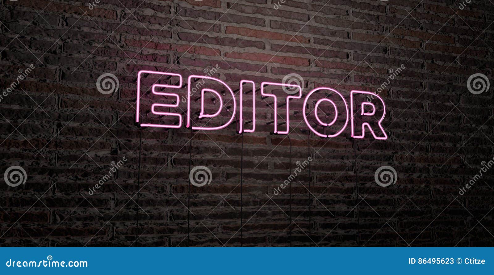 EDITOR -Realistic Neon Sign on Brick Wall Background - 3D Rendered Royalty  Free Stock Image Stock Illustration - Illustration of masonry, light:  86495623