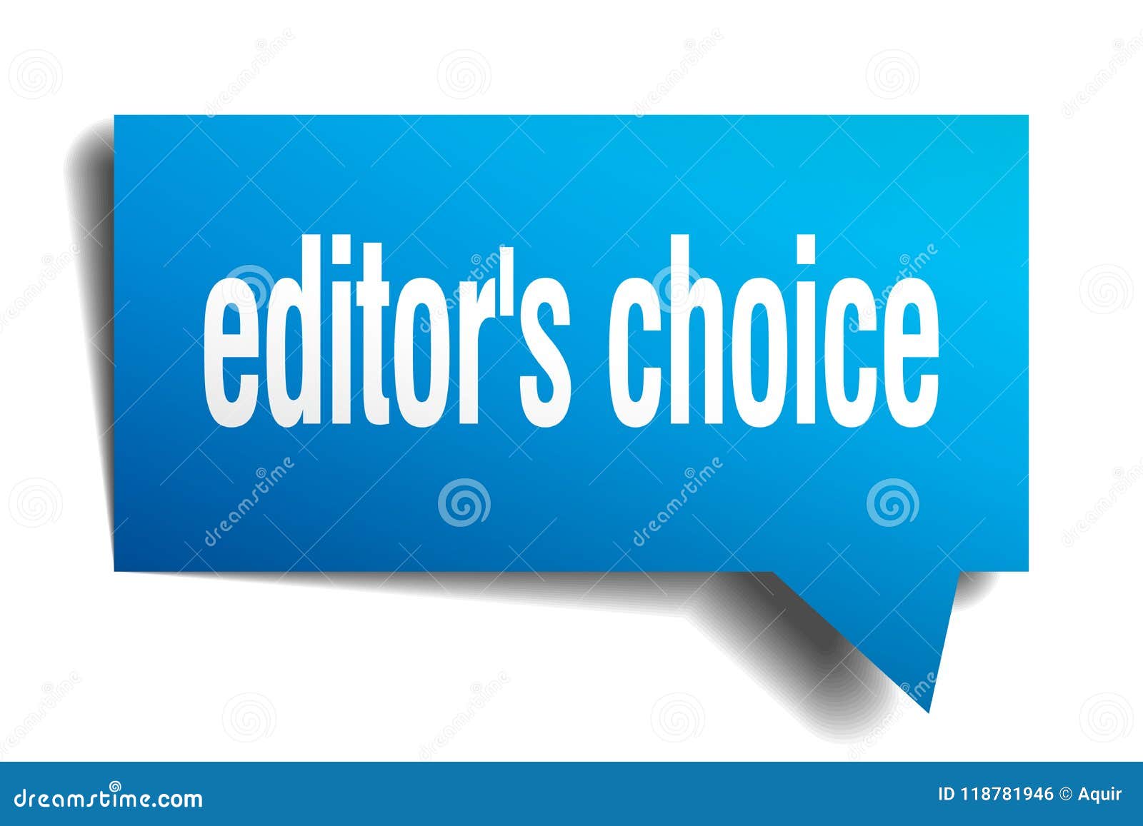 editor`s choice blue 3d speech bubble