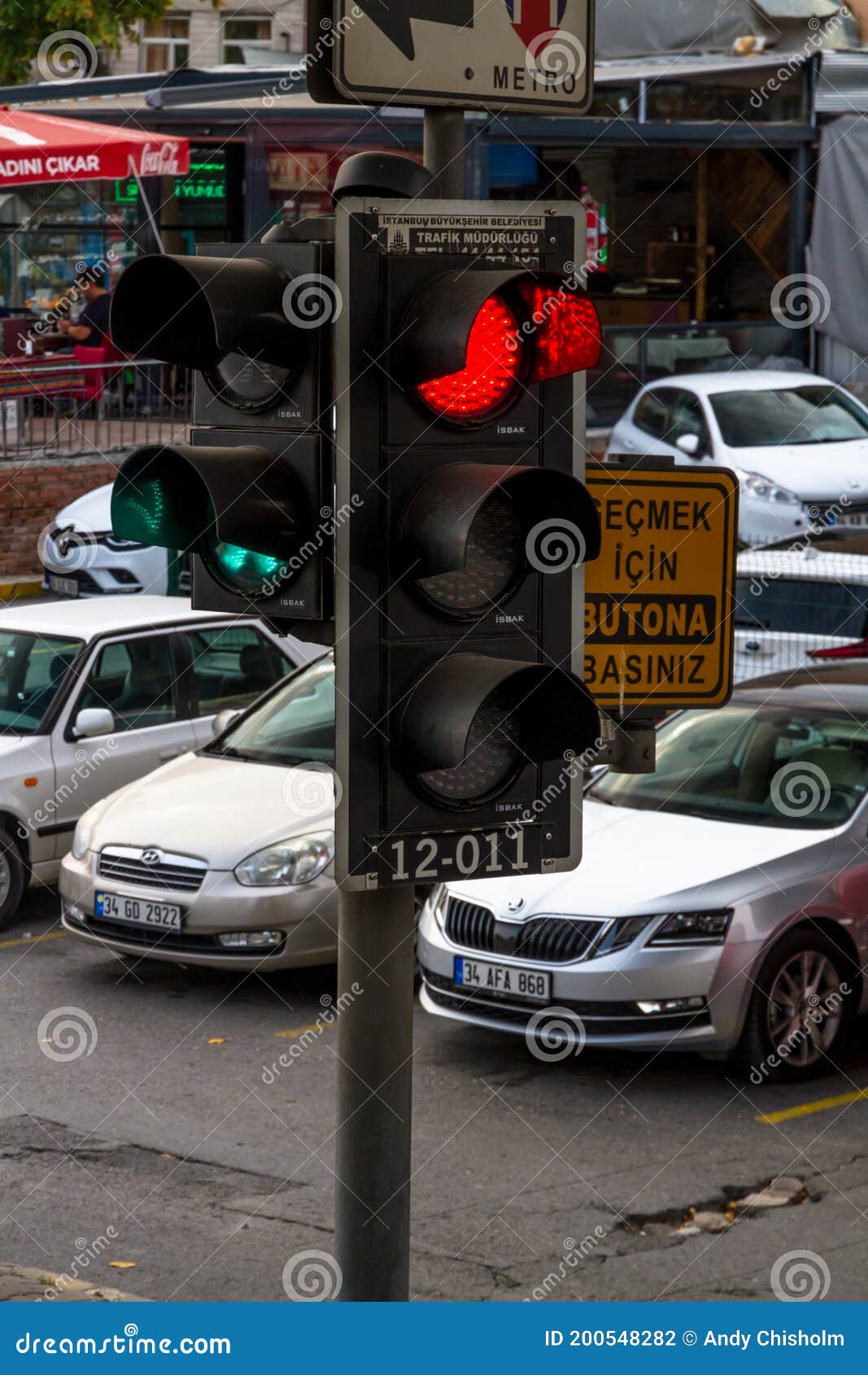 Editorial, Istanbul, Turkey, Traffic Light on Red Editorial Photography