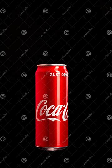 Editorial Photo of Classic Coca-Cola Can on Black Background. Studio ...