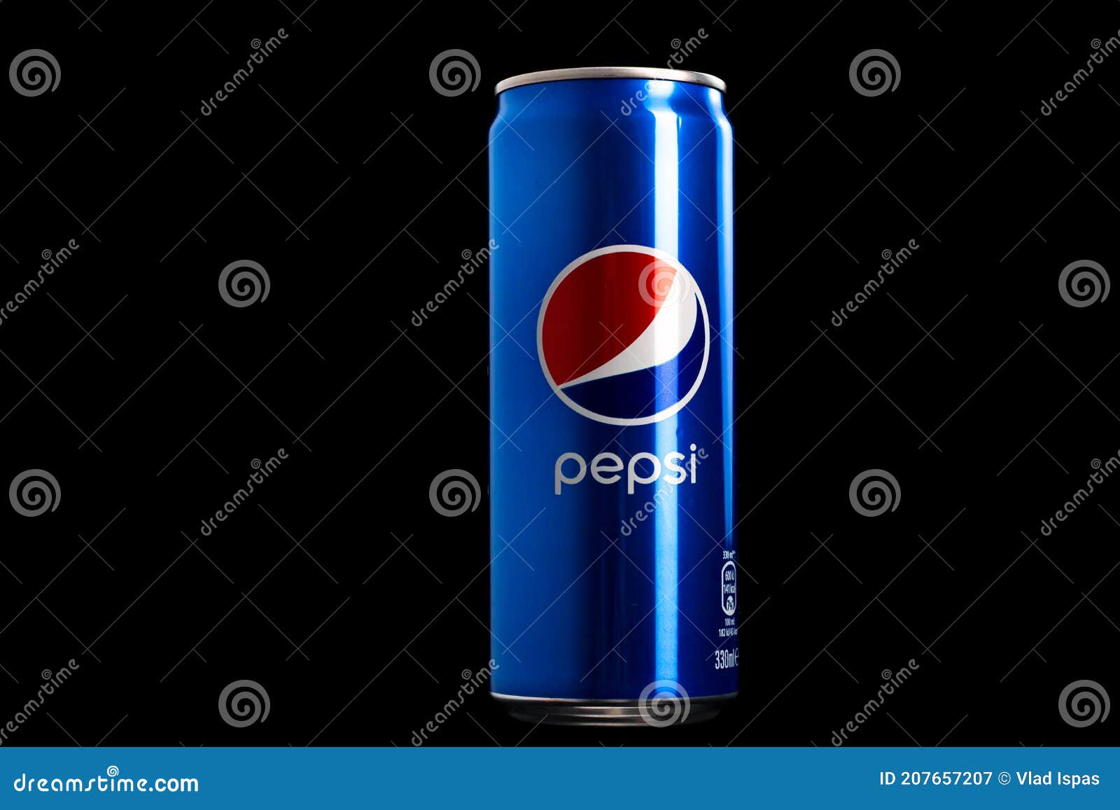 Editorial Photo of Classic Pepsi Can on Black Background. Studio Shot ...