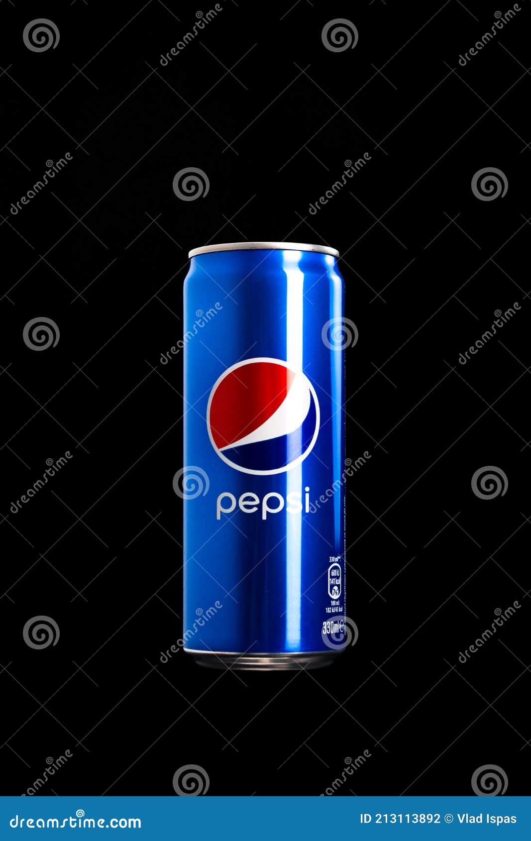 Editorial Photo of Classic Pepsi Can on Black Background. Studio Shot ...