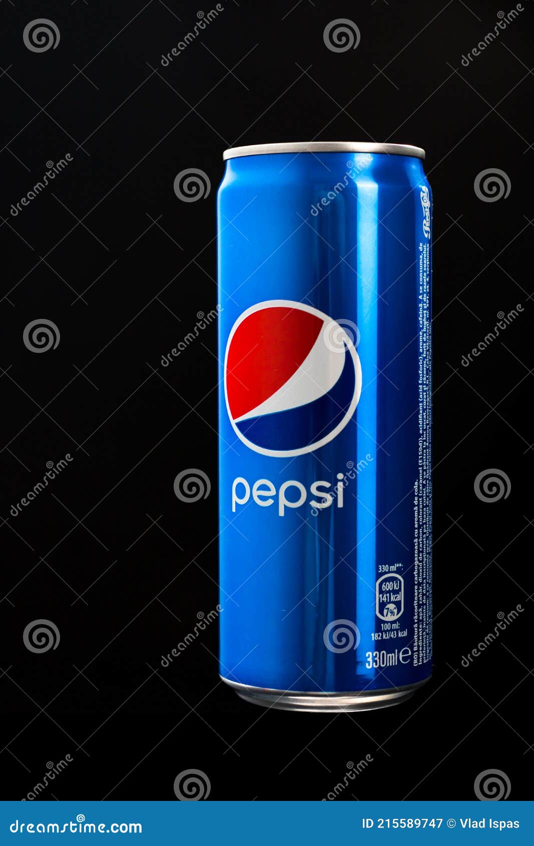 Editorial Photo of Classic Pepsi Can on Black Background. Studio Shot ...