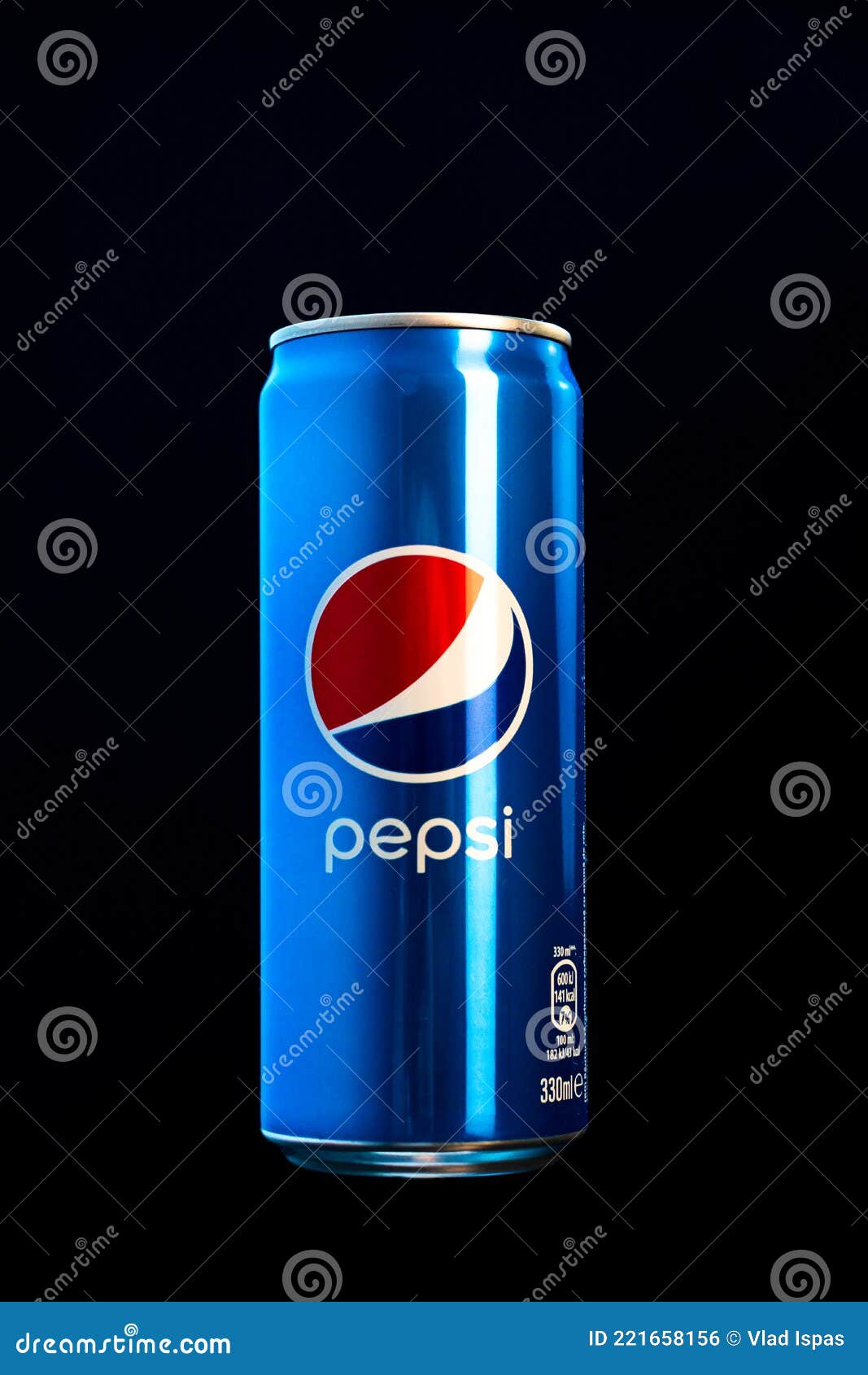 Editorial Photo of Classic Pepsi Can on Black Background. Studio Shot ...