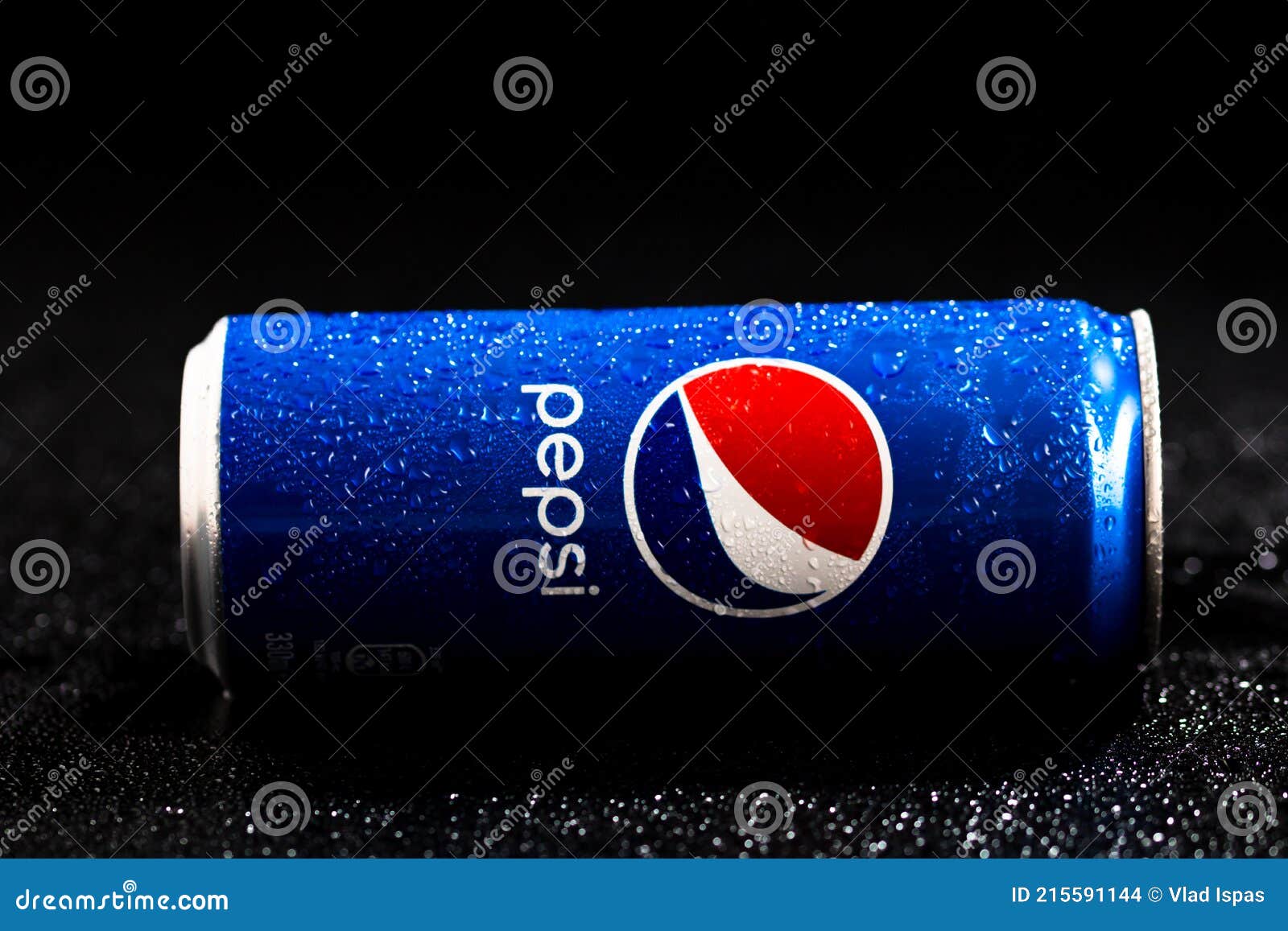 Editorial Photo of Pepsi Can with Water Droplets on Black Background ...