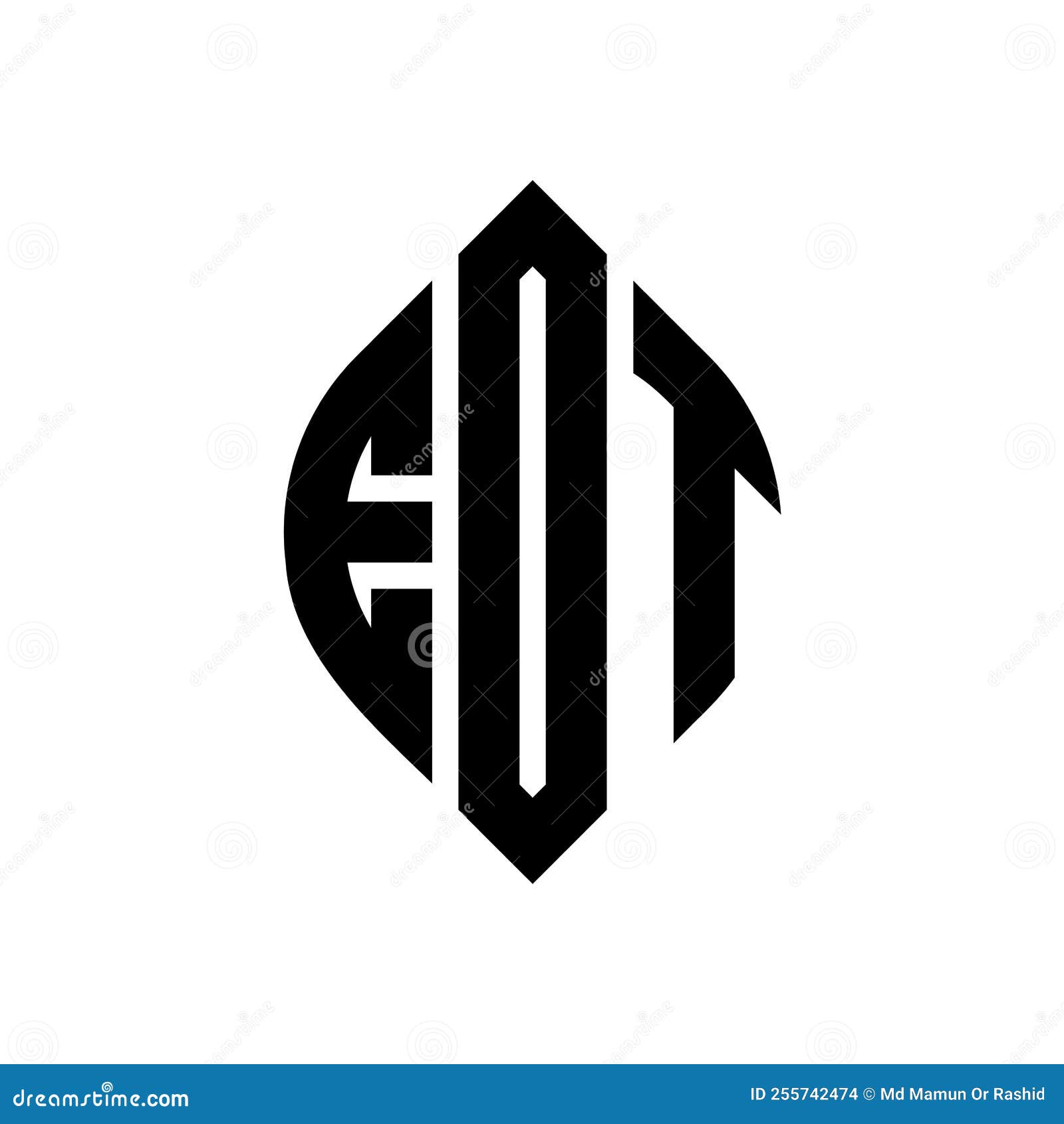 edt circle letter logo  with circle and ellipse . edt ellipse letters with typographic style. the three initials form a