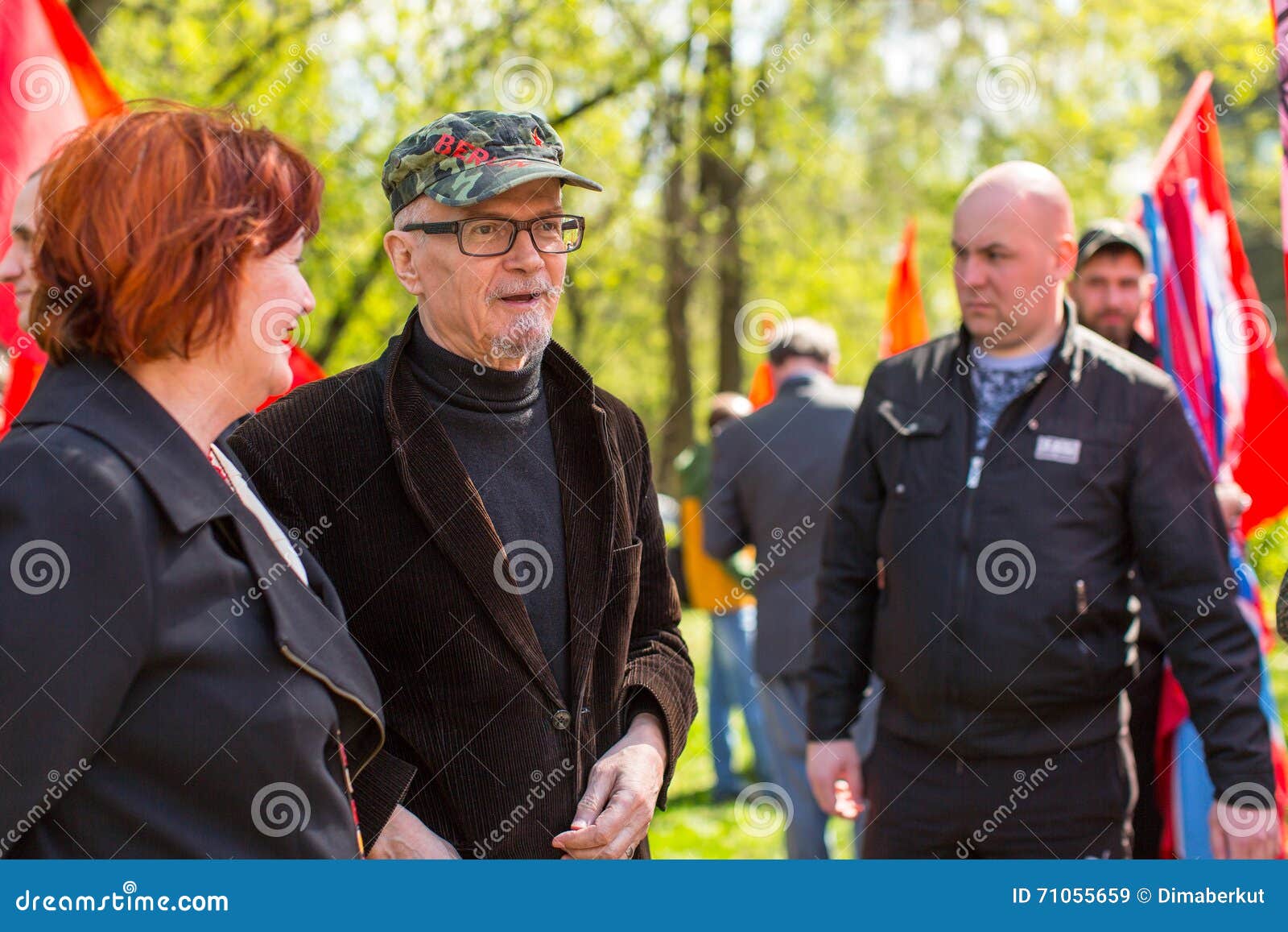 MOSCOW - MAY 1, 2016: Eduard Limonov, russian nationalist writer and political dissident, founder and former leader of the banned National Bolshevik Party, in rally marking the May Day.