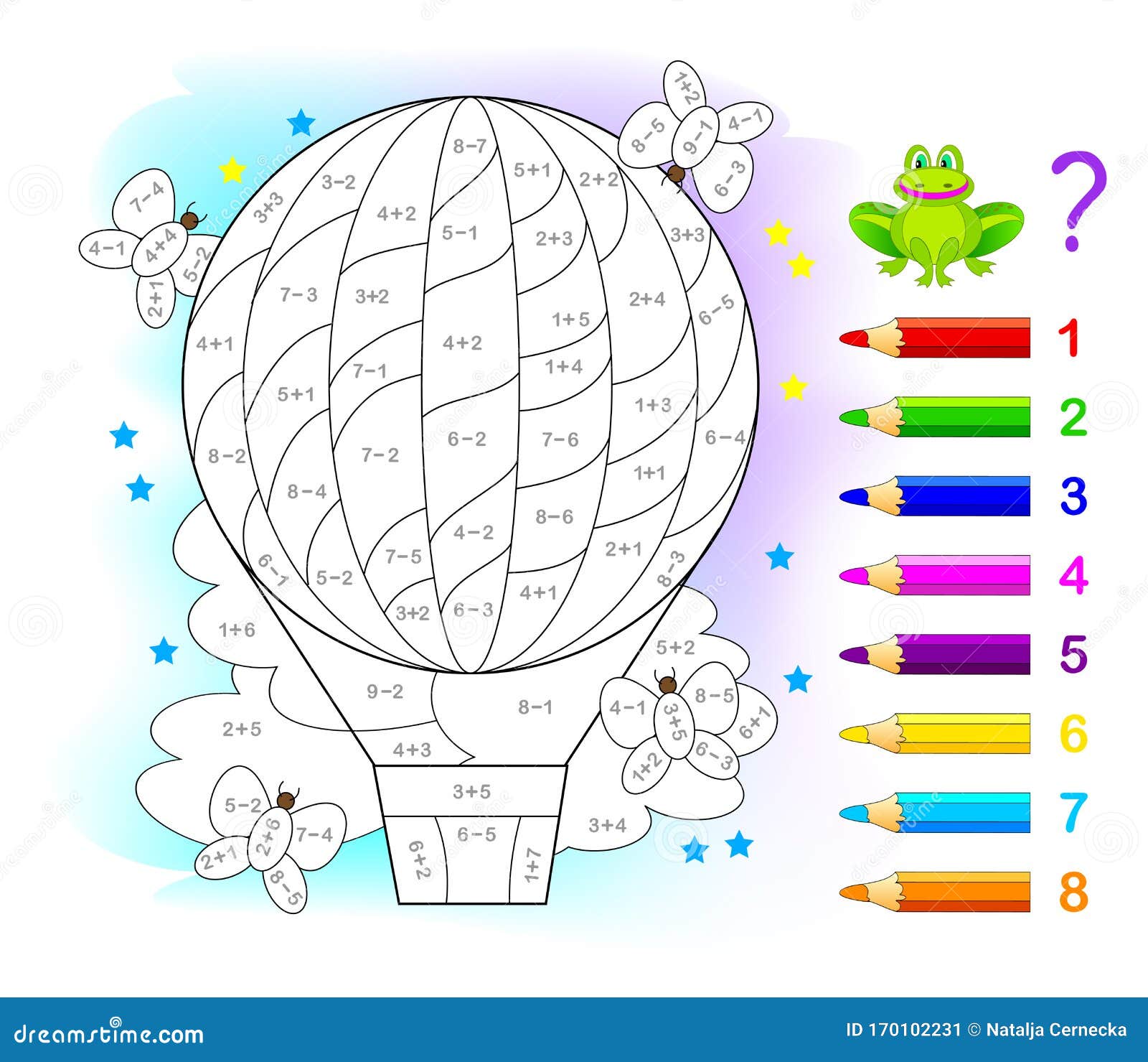 Jogo de matemática infantil subtração e adição de números livro de