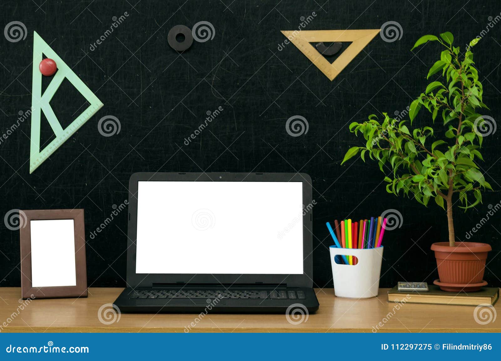 Education Background Back To School Concept Laptop With Blank