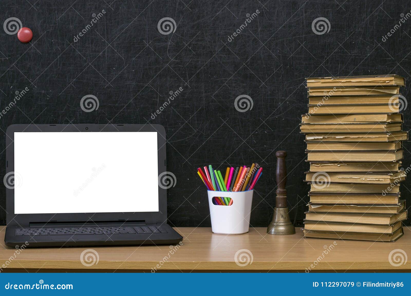 Education Background Back To School Concept Laptop With Blank