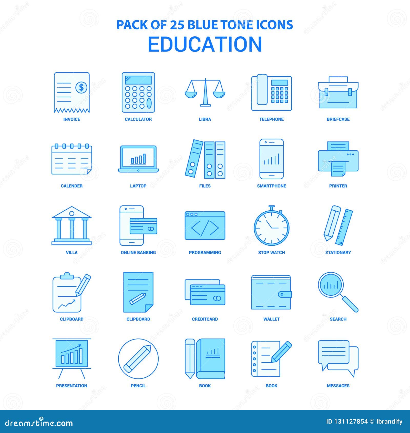 education blue tone icon pack - 25 icon sets