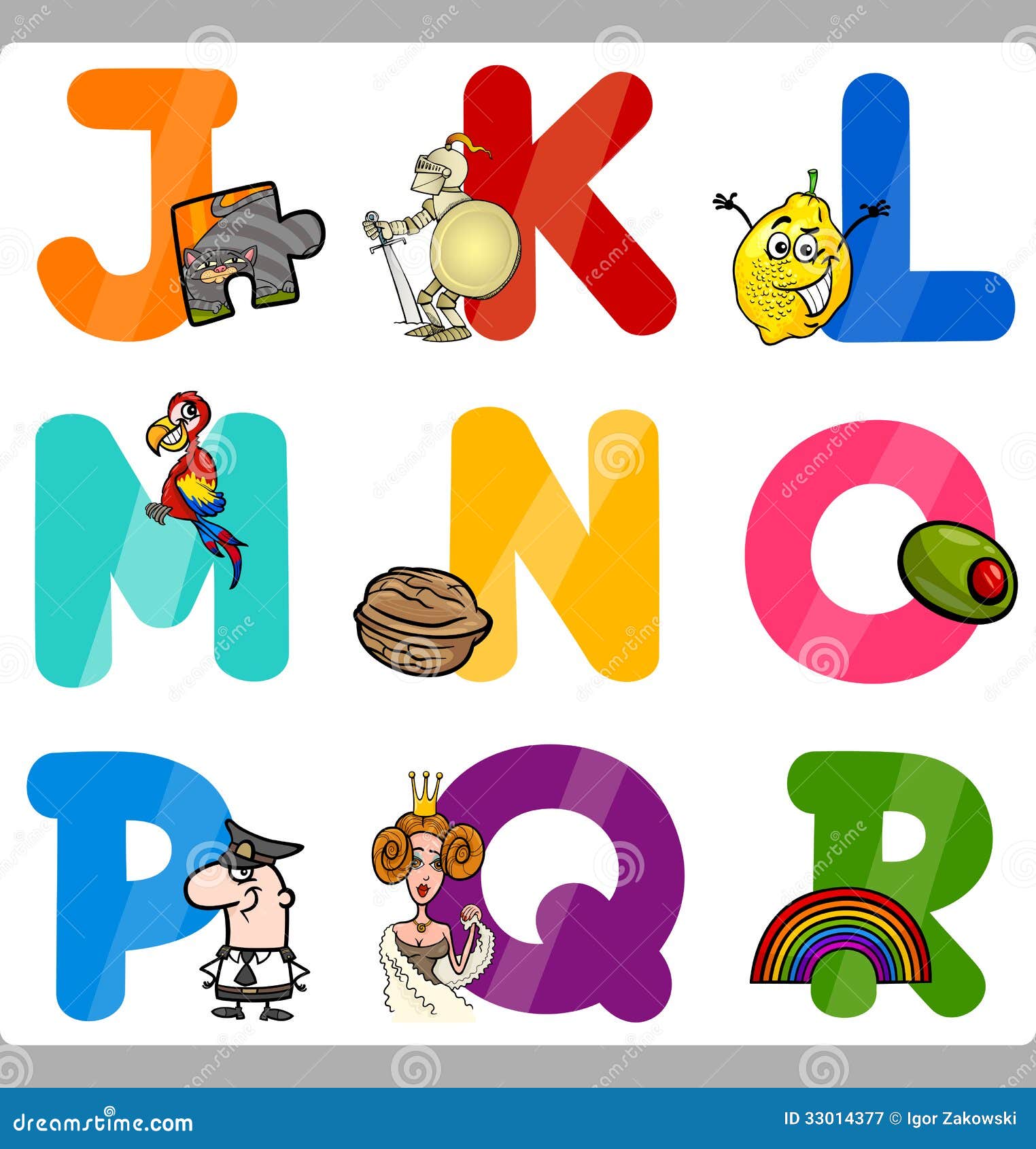 Education Cartoon Alphabet Letters for Kids Stock Vector - Illustration of  language, alphabet: 33014377