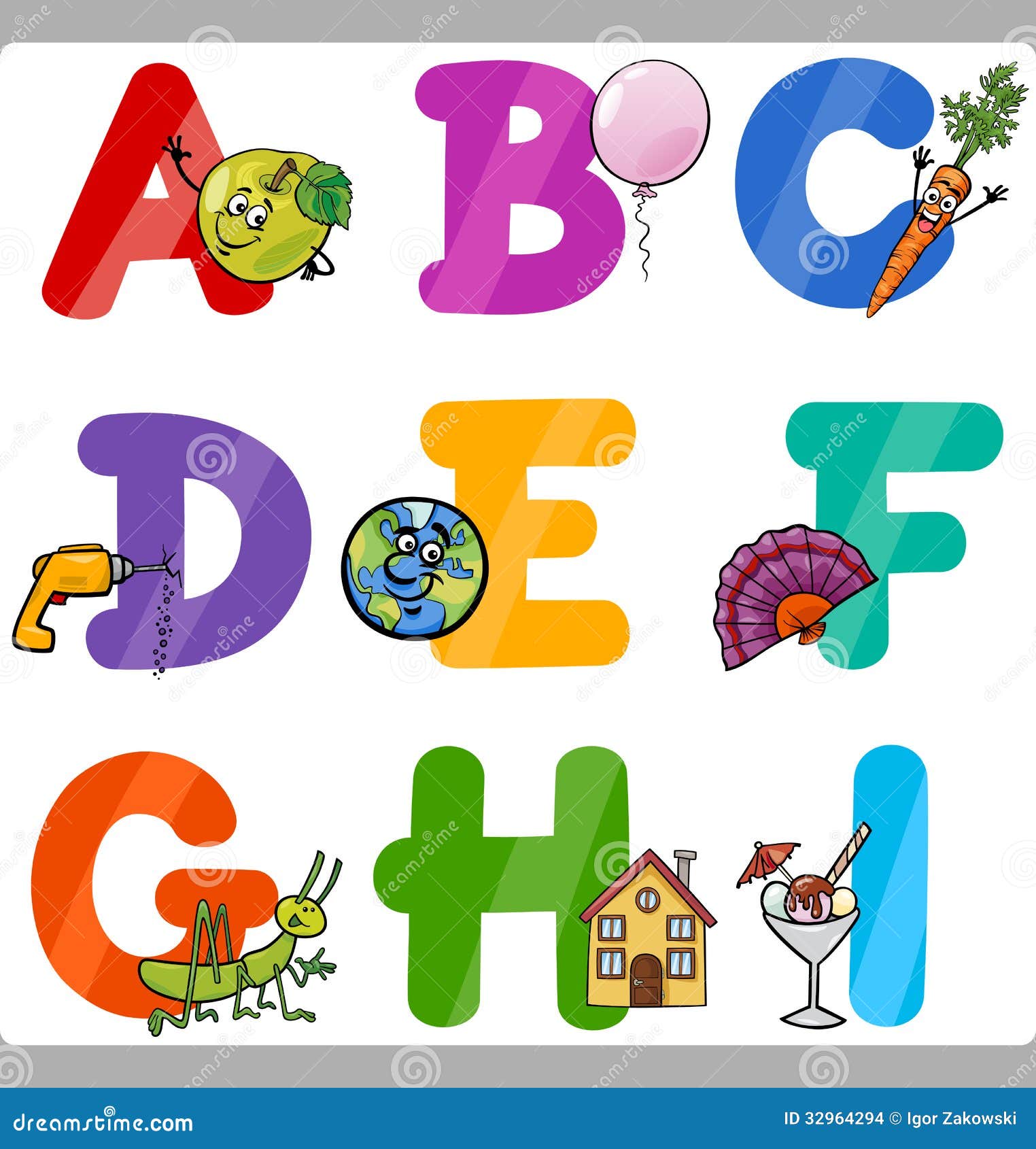 Education Cartoon Alphabet Letters For Kids Stock Vector Illustration Of Graphic Character 32964294