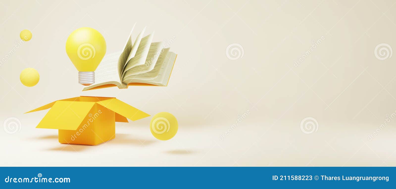 Education Concept. 3d of Book and Light Bulb on White Background