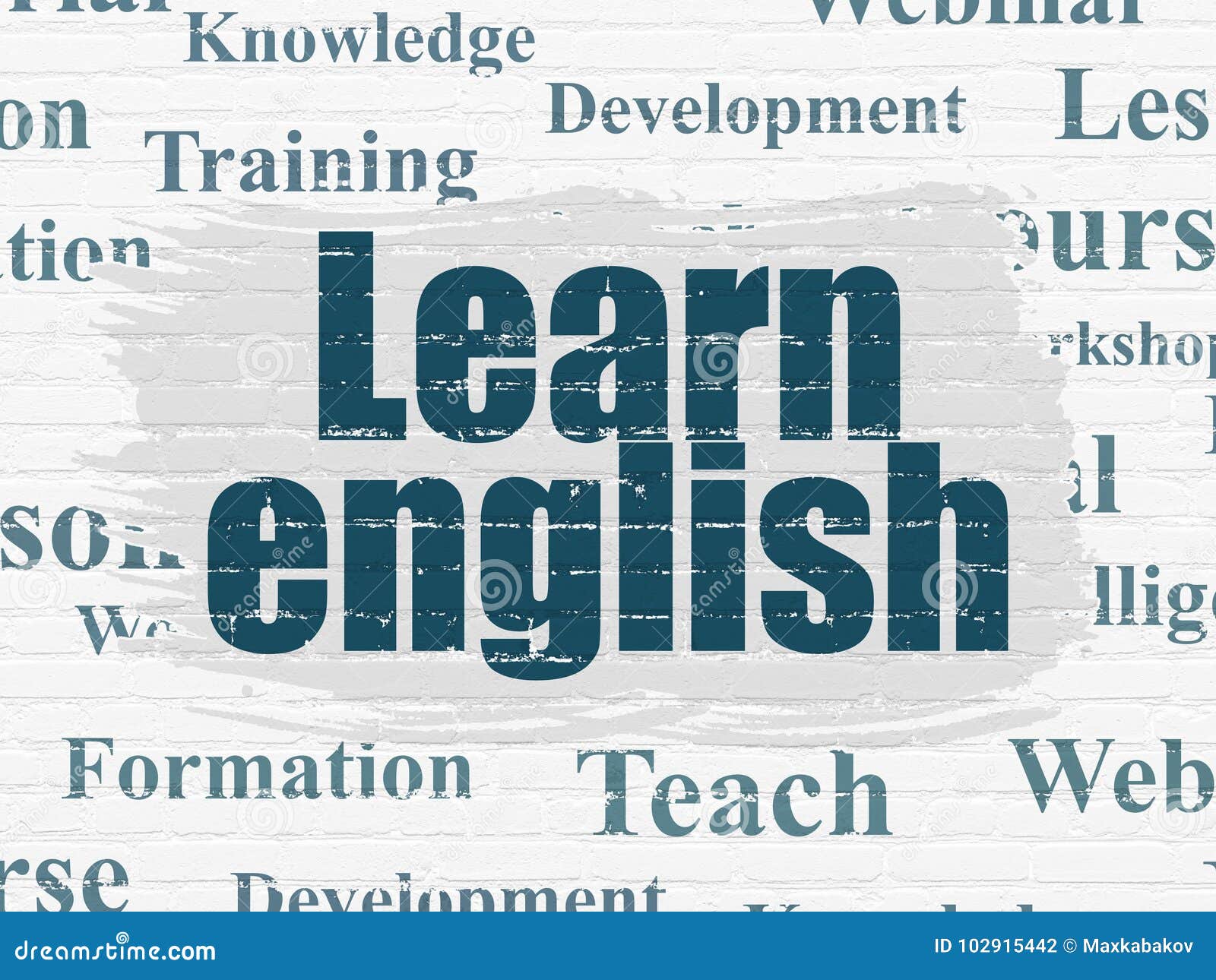 Education Concept: Learn English on Wall Background Stock Illustration