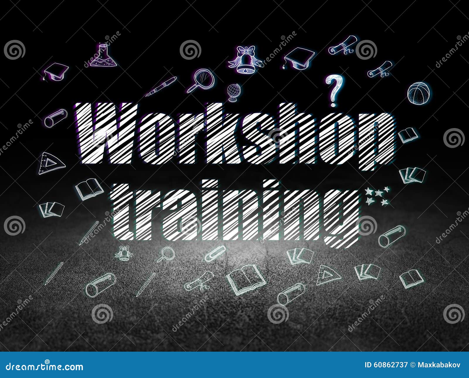 Education Concept: Workshop Training In Grunge Stock Illustration