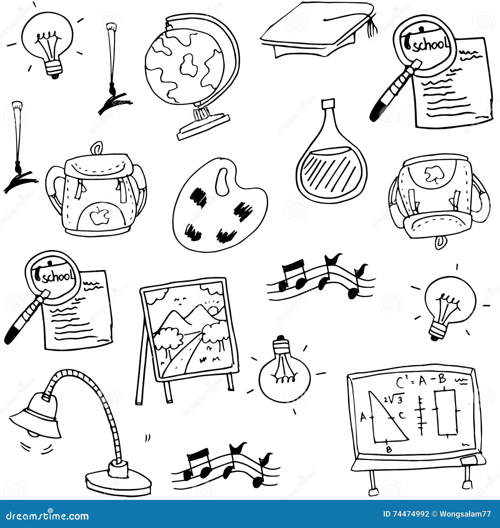 Education Doodles Element Collection Stock Stock Vector Illustration