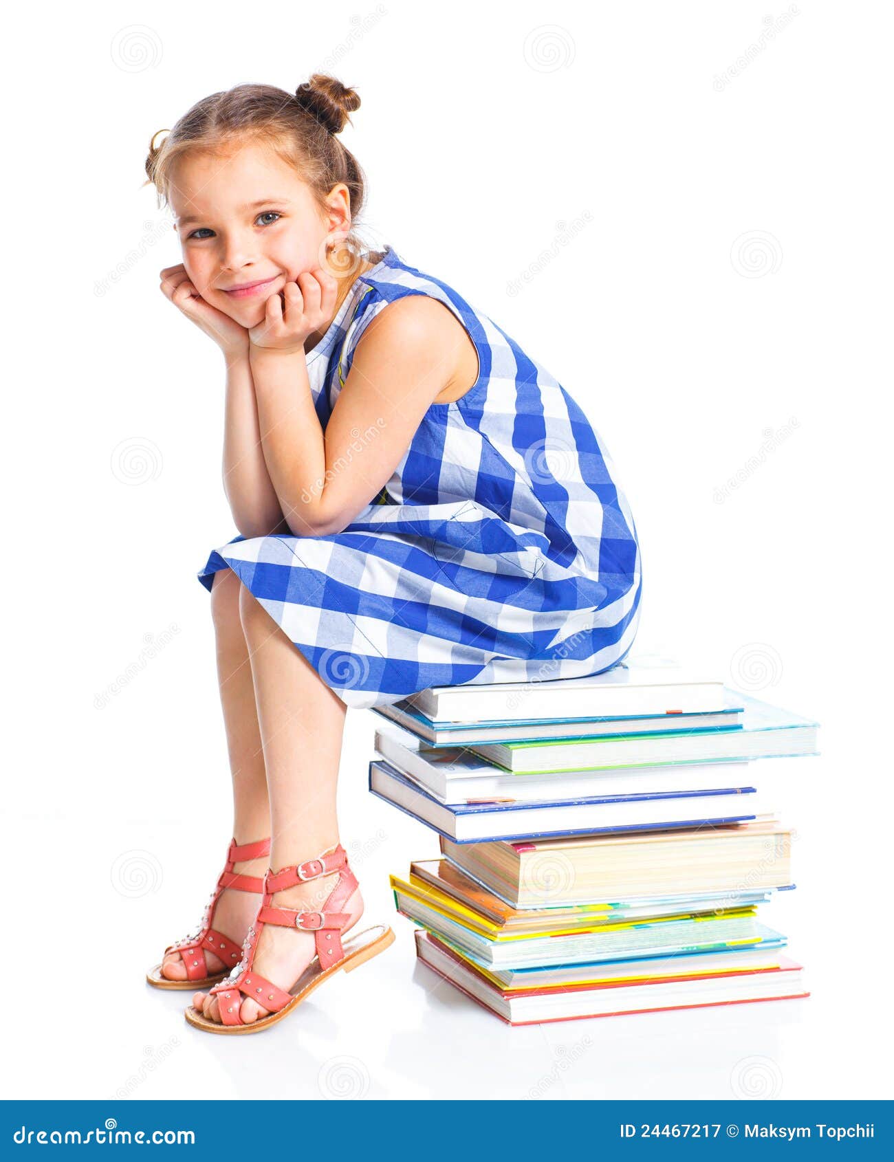 Education Funny Girl with Books. Stock Image Image of blue