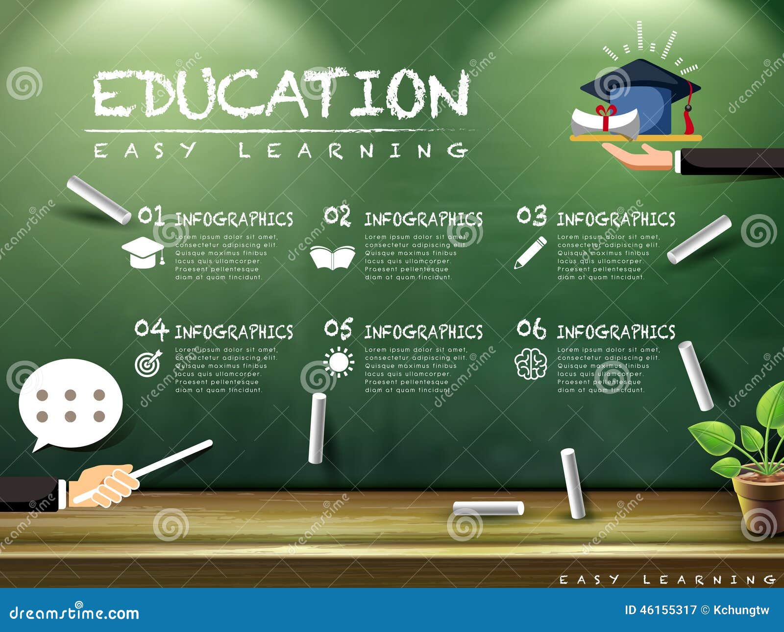 Education Infographic Design With Blackboard Elements Stock Vector