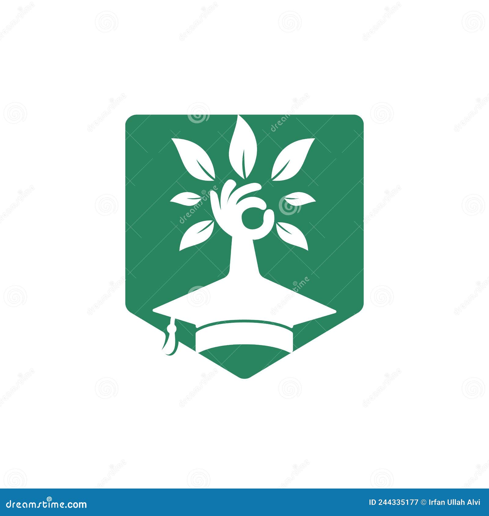 Education Insurance and Support Logo Concept. Graduation Cap and Hand