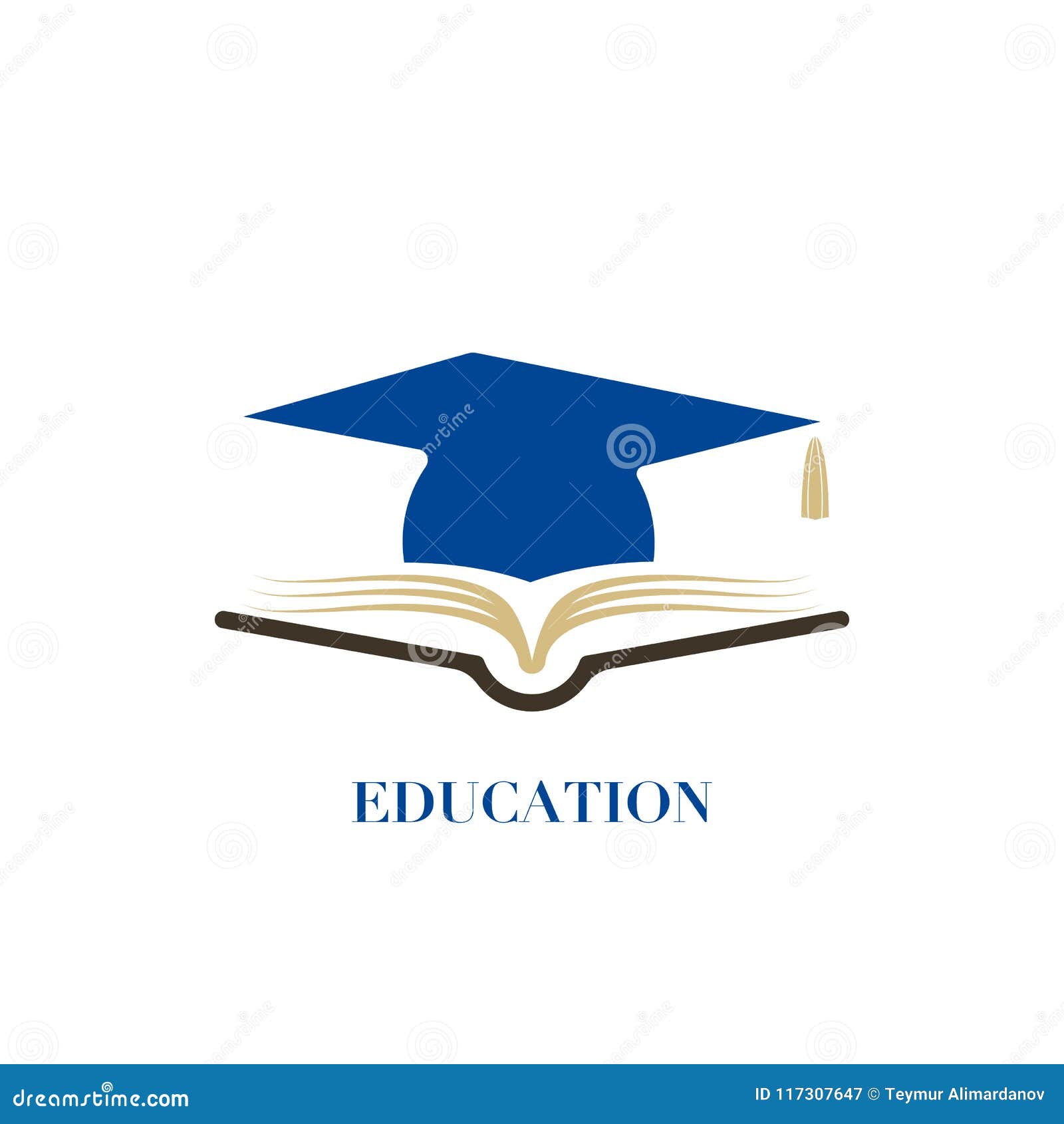 Education Logo Concept With Graduation Cap And Book Icon Vector