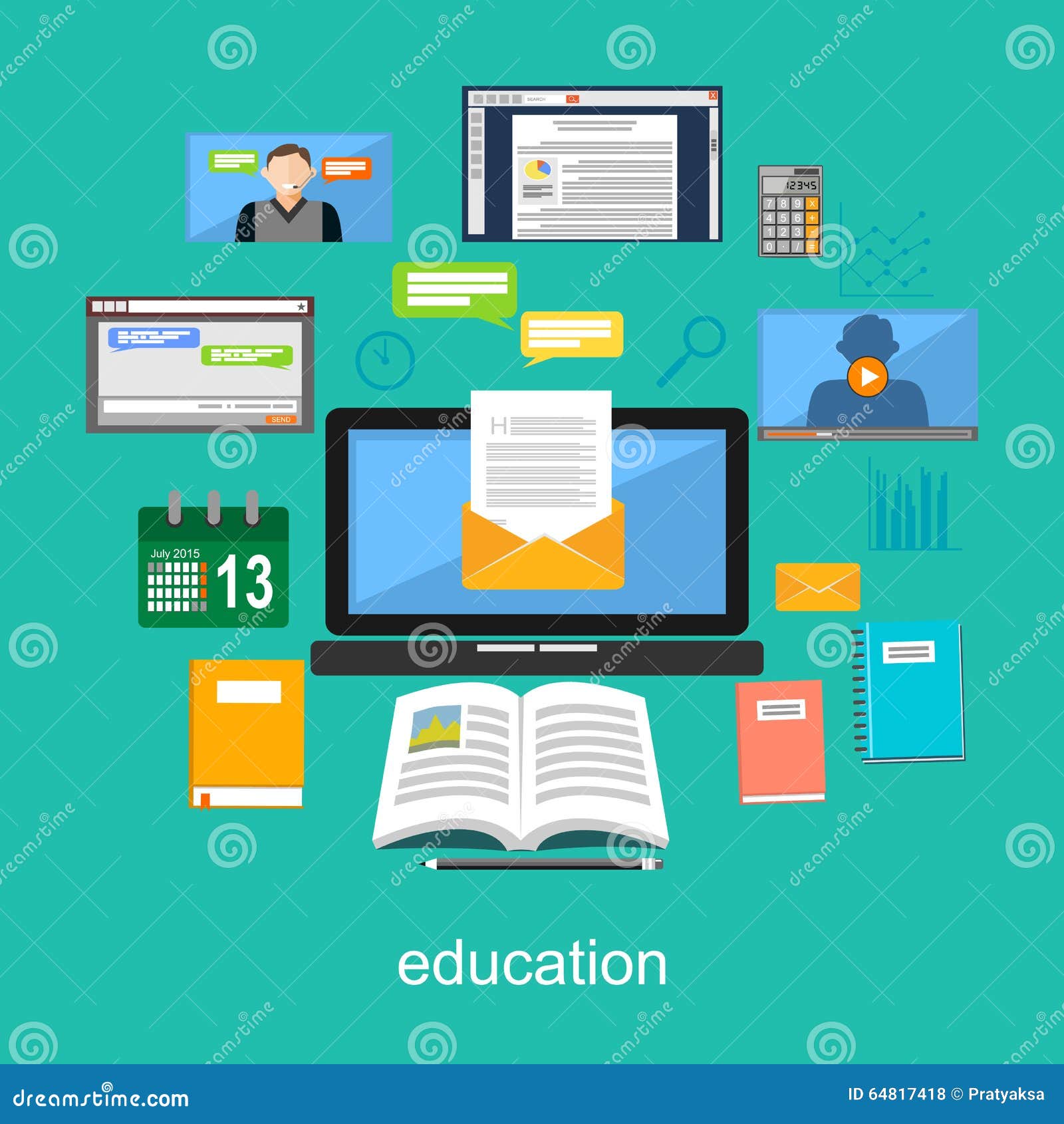 Education Materials Concept Illustration. Electronic Tools for