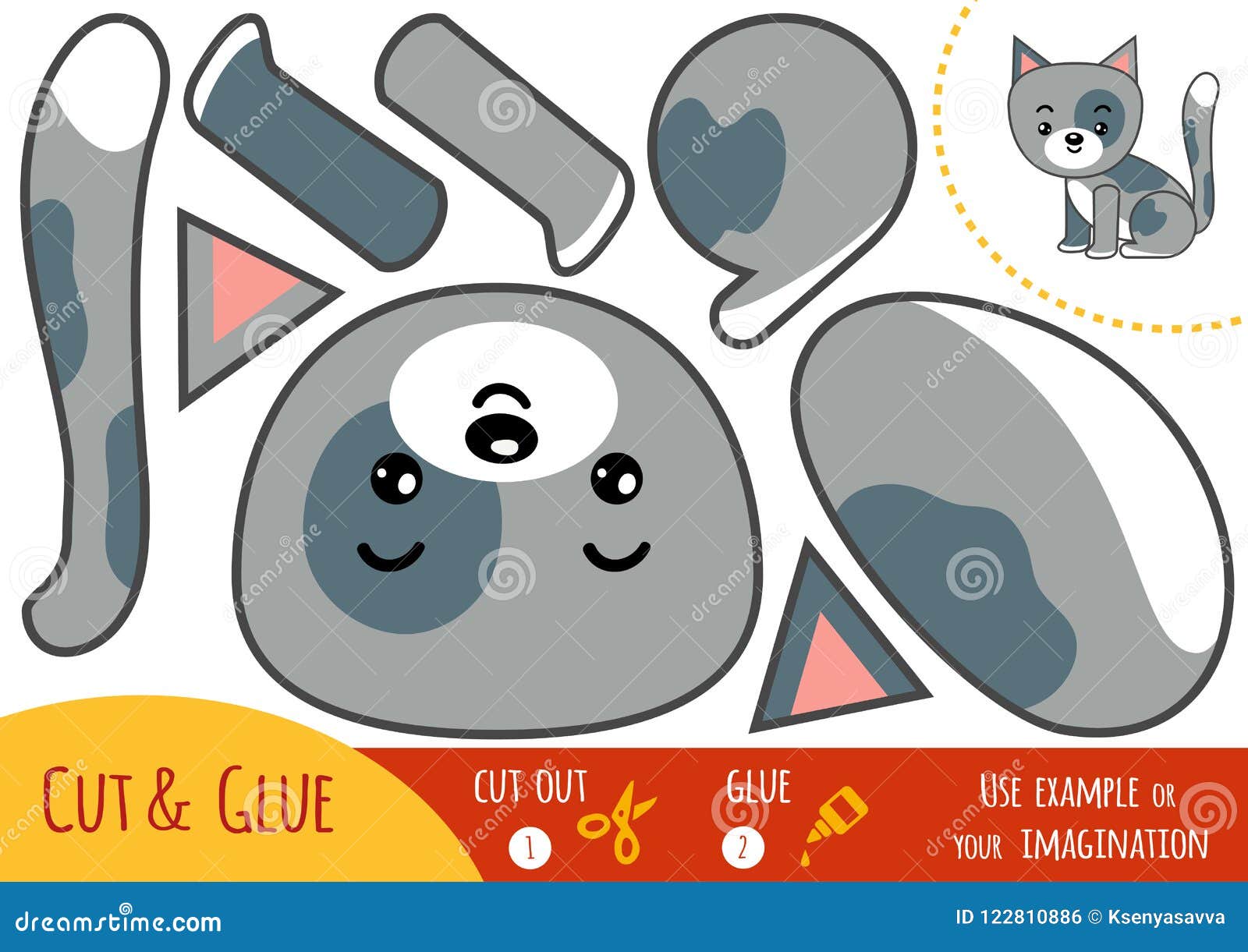 Education Paper Game for Children, Cat Stock Vector - Illustration of