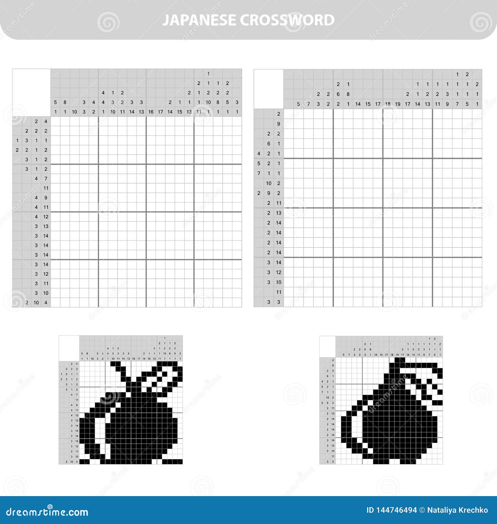 Game for Children Apple and Pear Black and White Japanese Crossword Game for Children Apple and Pear Black and White Japanese Crossword