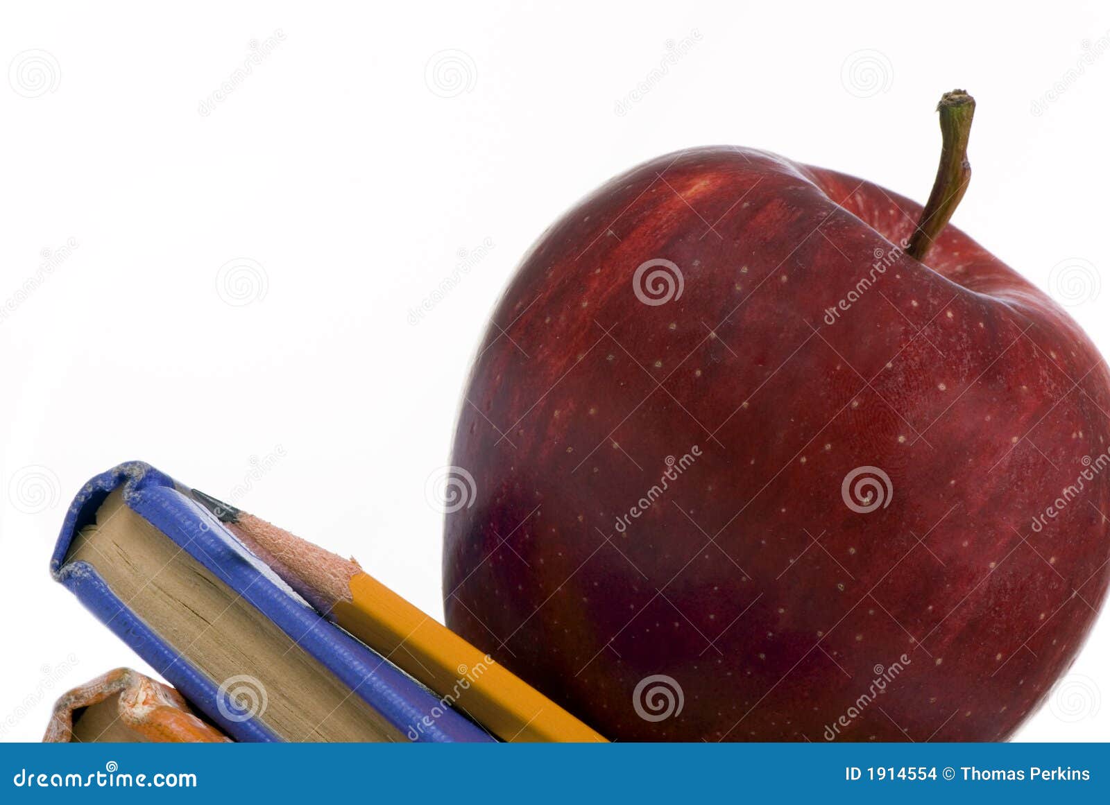 Education Series (Apple on Books Macro Angled) Stock Photo Image of study, teaching 1914554