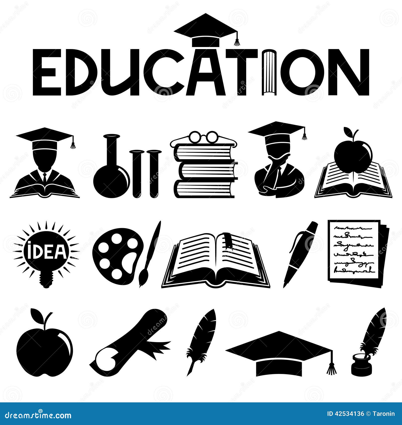 Education signs. stock vector. Illustration of monochrome 42534136