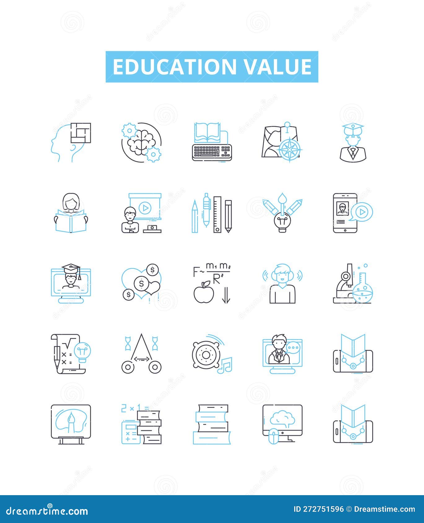 Education Value Vector Line Icons Set. SeperationLearning, Knowledge