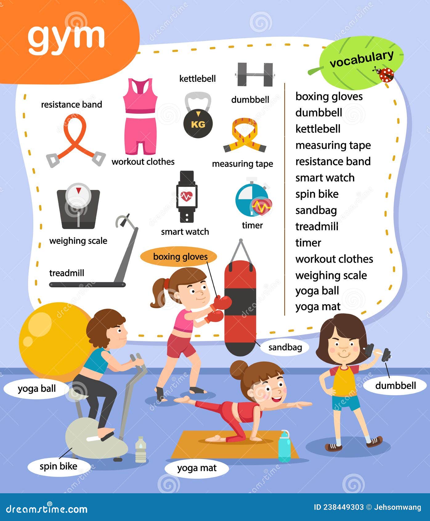 Education vocabulary gym stock vector. Illustration of icon 238449303