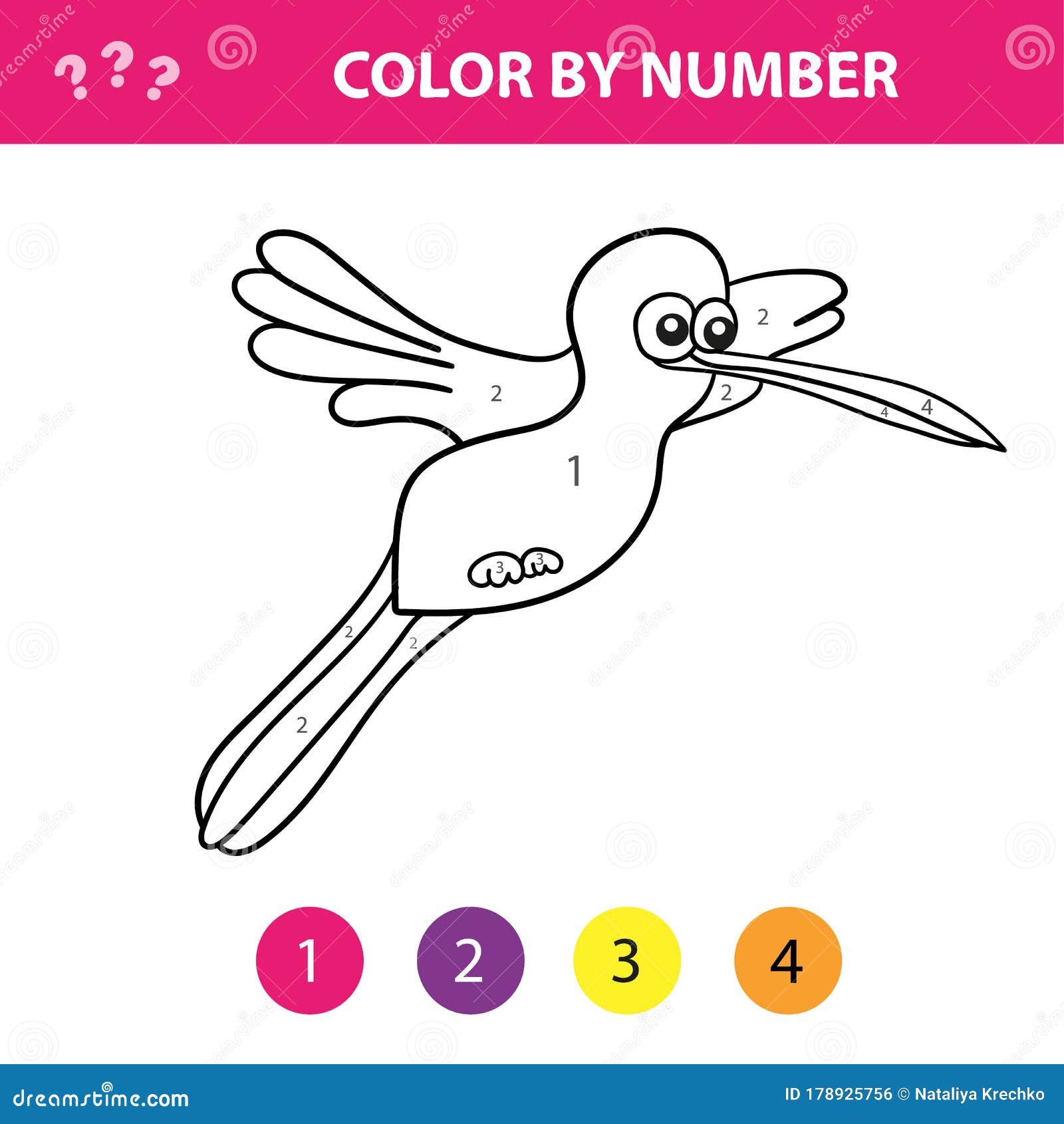 Download Educational Children Game Color The Picture By Number Coloring Book With Bird Stock Vector Illustration Of Contour Learning 178925756