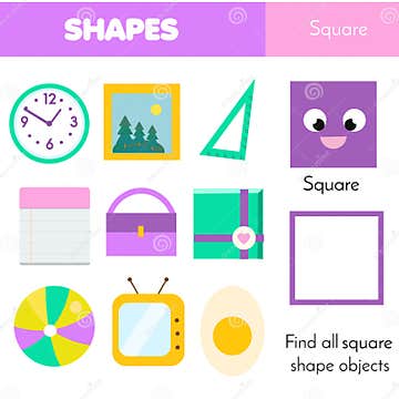 Educational Children Game. Learning Geometric Shapes. Square Stock ...