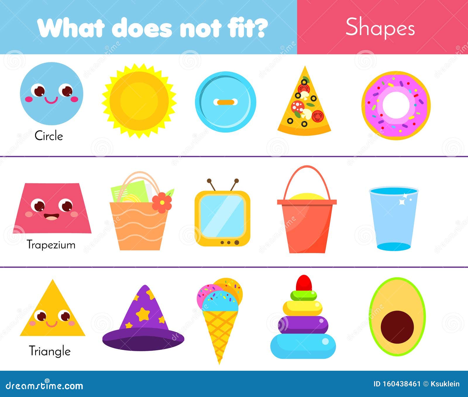 Educational Children Game. What Does Not Fit Type. Learning Geometric ...