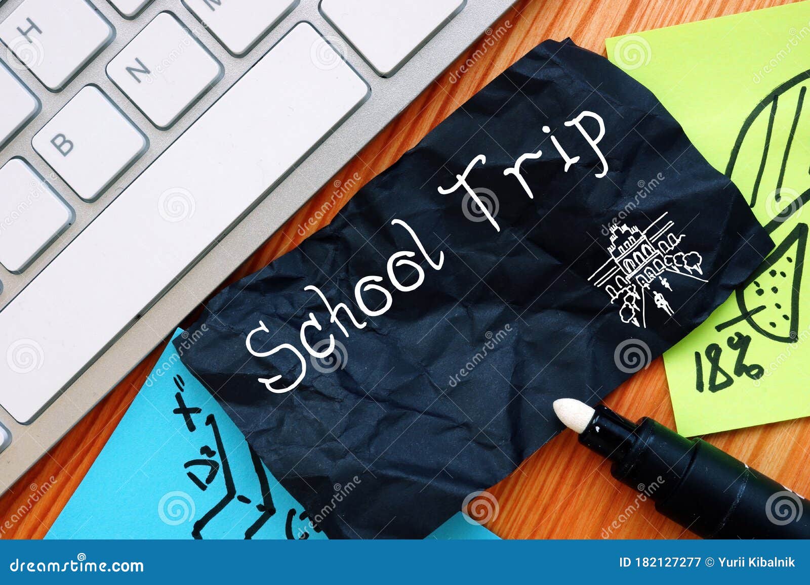 Educational Concept Meaning School Trip with Sign on the Page Stock