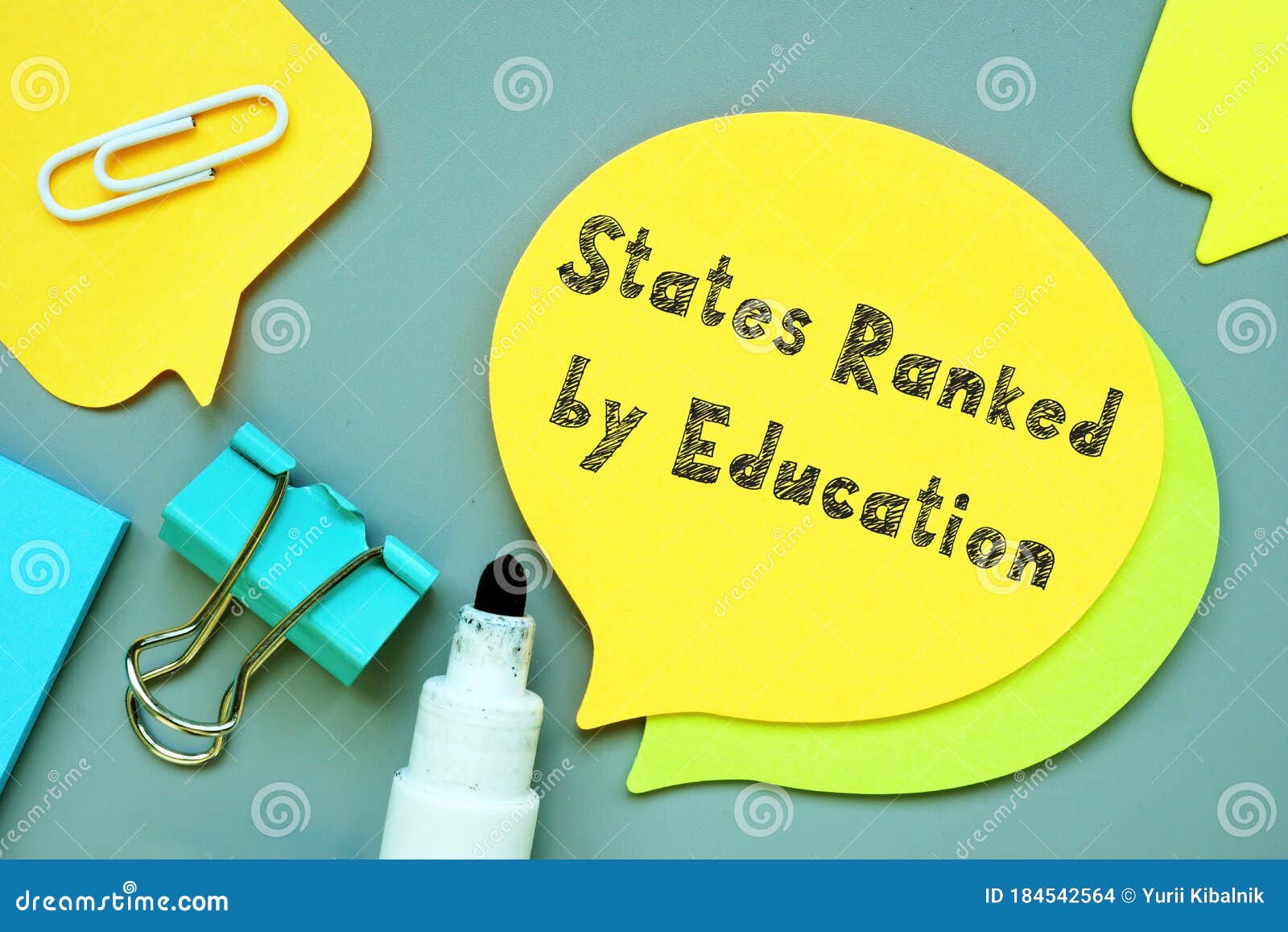 educational concept meaning states ranked by education with inscription on the sheet
