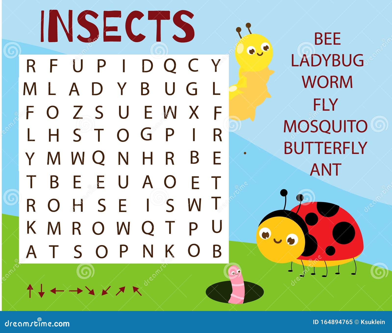 Educational Game For Children Word Search Puzzle Learn Insects