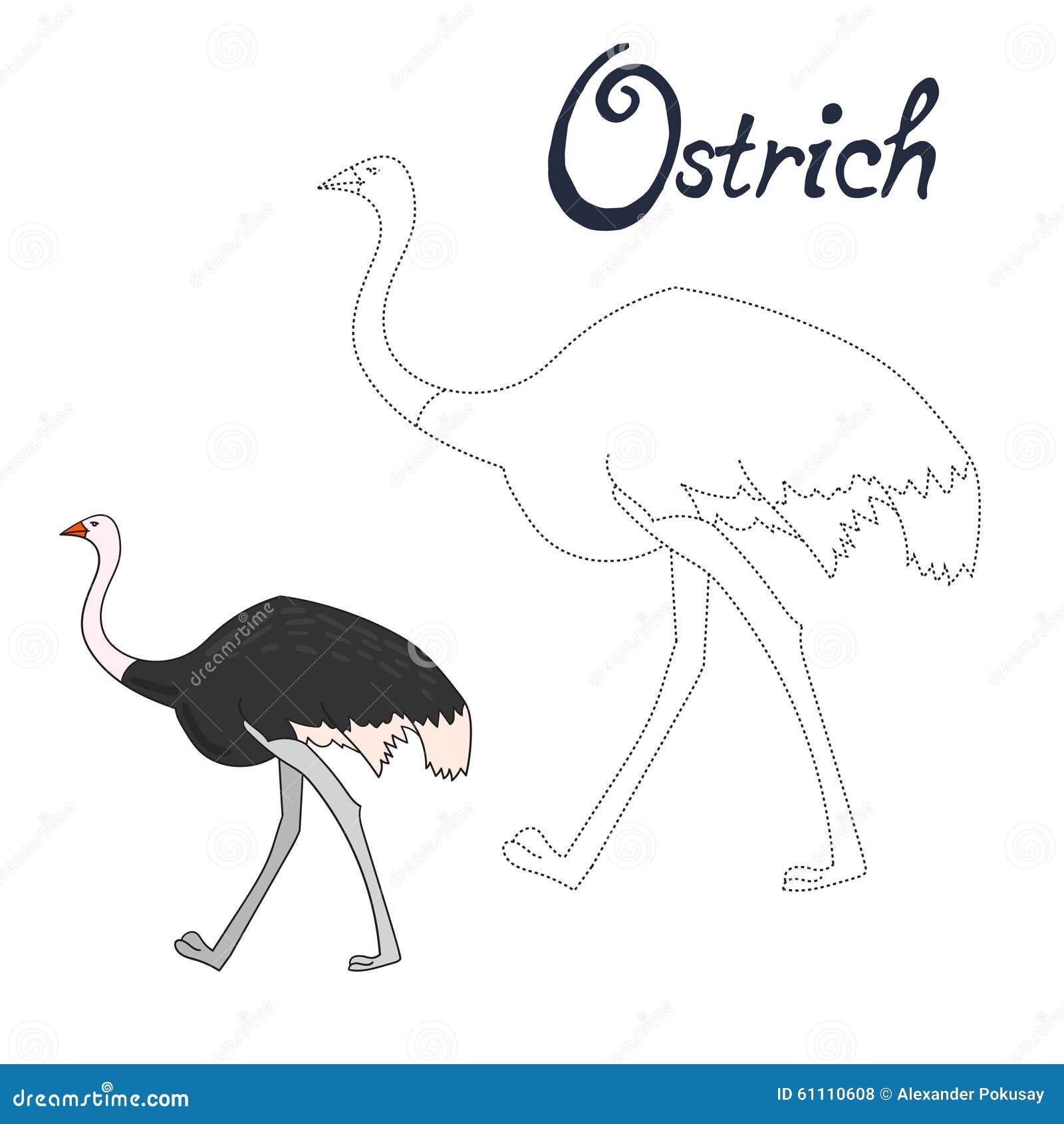 Educational Game Connect Dots To Draw Ostrich Bird Stock Vector -  Illustration of ecology, feather: 61110608